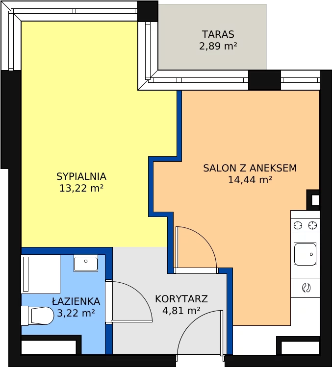 2 pokoje, apartament 35,69 m², piętro 4, oferta nr 22, Apartamenty Nowy Targ, Wrocław, Stare Miasto, ul. Jodłowa