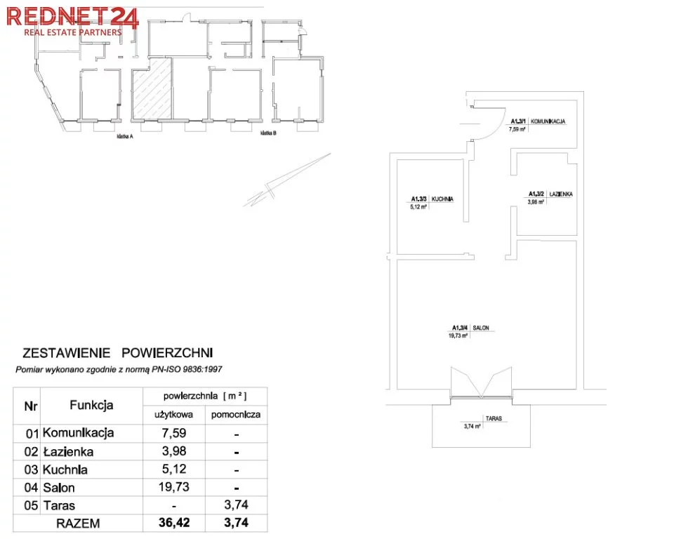 Apartament na sprzedaż, 36,42 m², 1 pokój, parter, oferta nr MS-20131