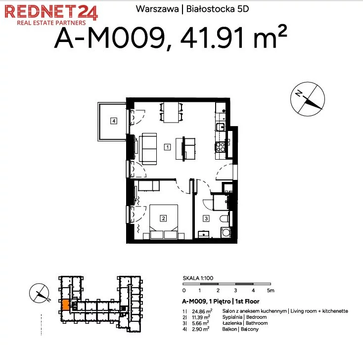 2 pokoje, mieszkanie 41,91 m², piętro 1, oferta nr , MS-20193, Warszawa, Praga Północ, Praga Północ, Białostocka