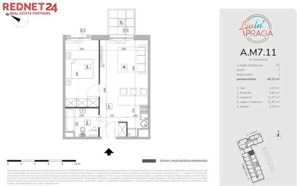 Mieszkanie na sprzedaż, 40,13 m², 2 pokoje, 7 piętro, oferta nr MS-20182