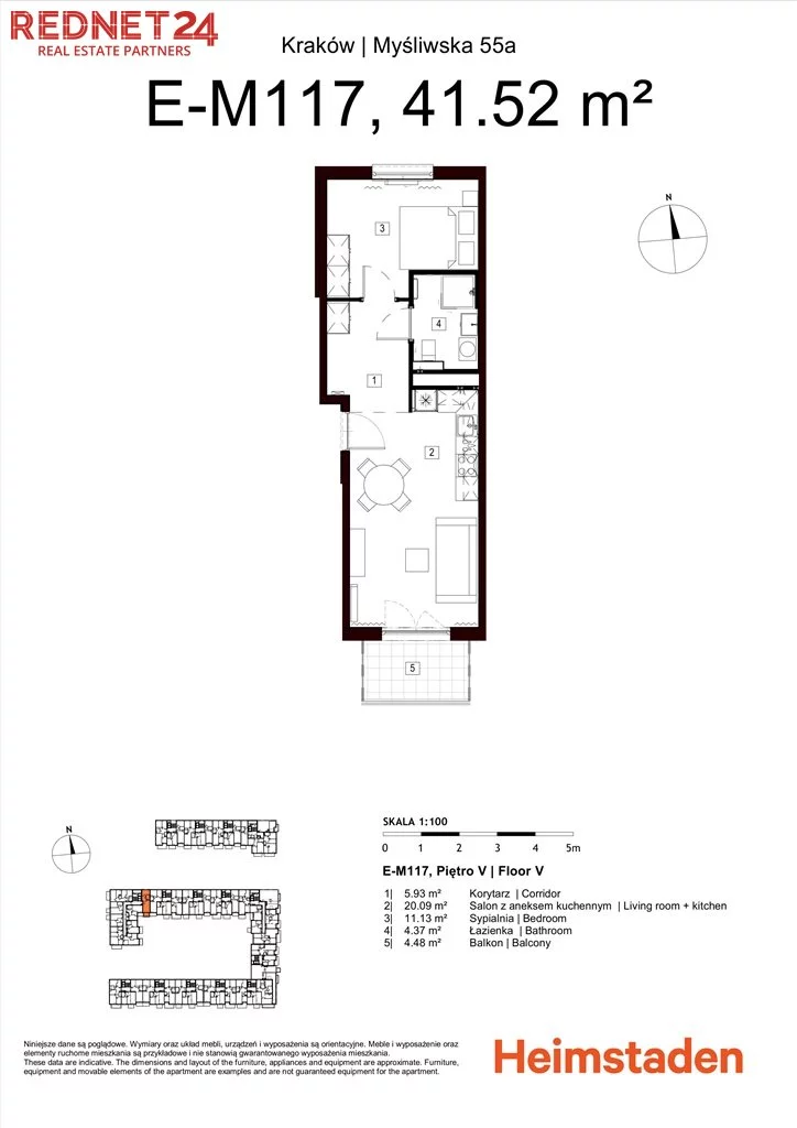 2 pokoje, apartament 41,52 m², piętro 5, oferta nr , MS-20269, Kraków, Podgórze