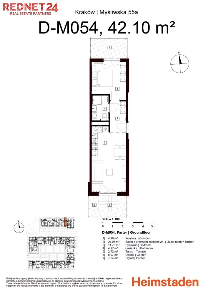2 pokoje, mieszkanie 42,10 m², parter, oferta nr , MS-20260, Kraków, Podgórze