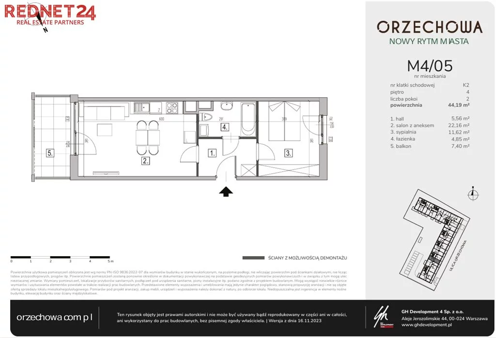 2 pokoje, mieszkanie 41,19 m², piętro 4, oferta nr , MS-20274, Warszawa, Włochy, Włochy, Orzechowa