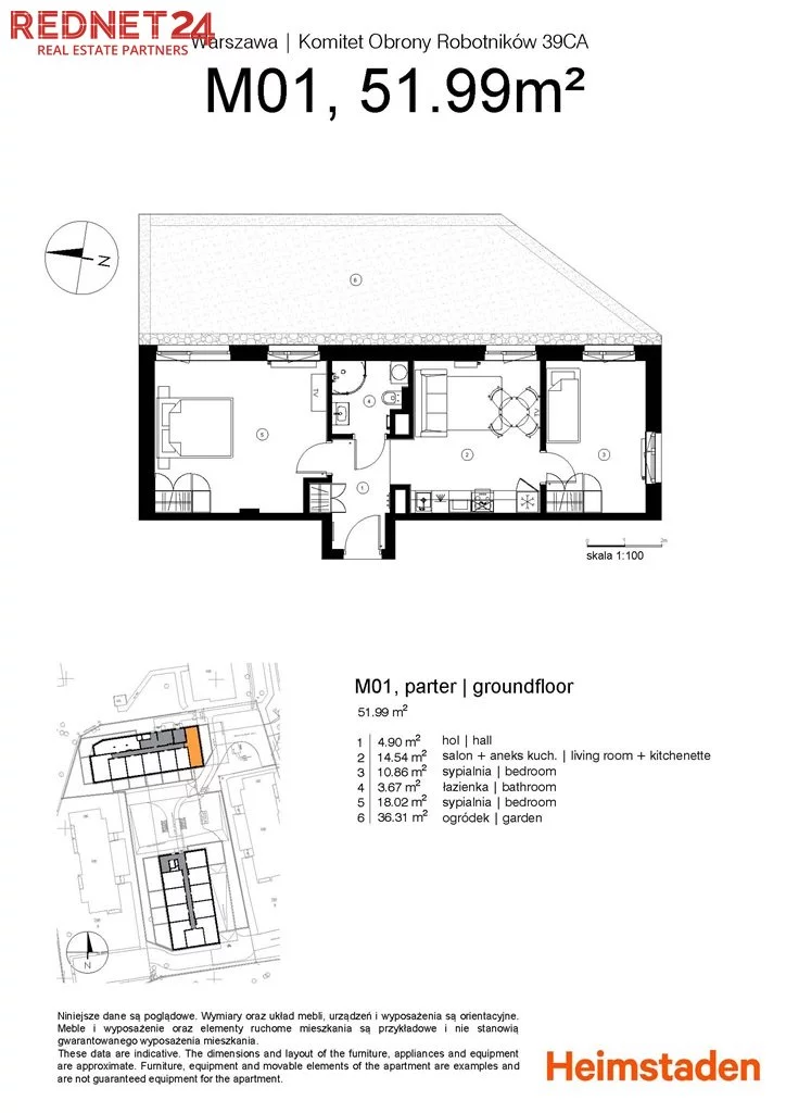 3 pokoje, apartament 51,99 m², parter, oferta nr , MS-20237, Warszawa, Włochy, Włochy, Komitetu Obrony Robotników
