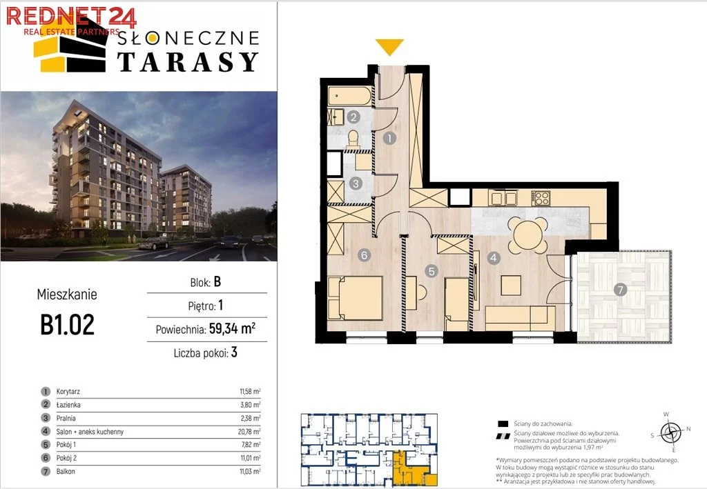 Mieszkanie trzypokojowe 59,12 m², Katowice, Słoneczna, Sprzedaż
