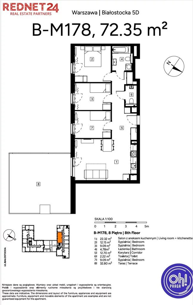 4 pokoje, mieszkanie 72,35 m², piętro 8, oferta nr , MS-20218, Warszawa, Praga Północ, Praga Północ, Białostocka