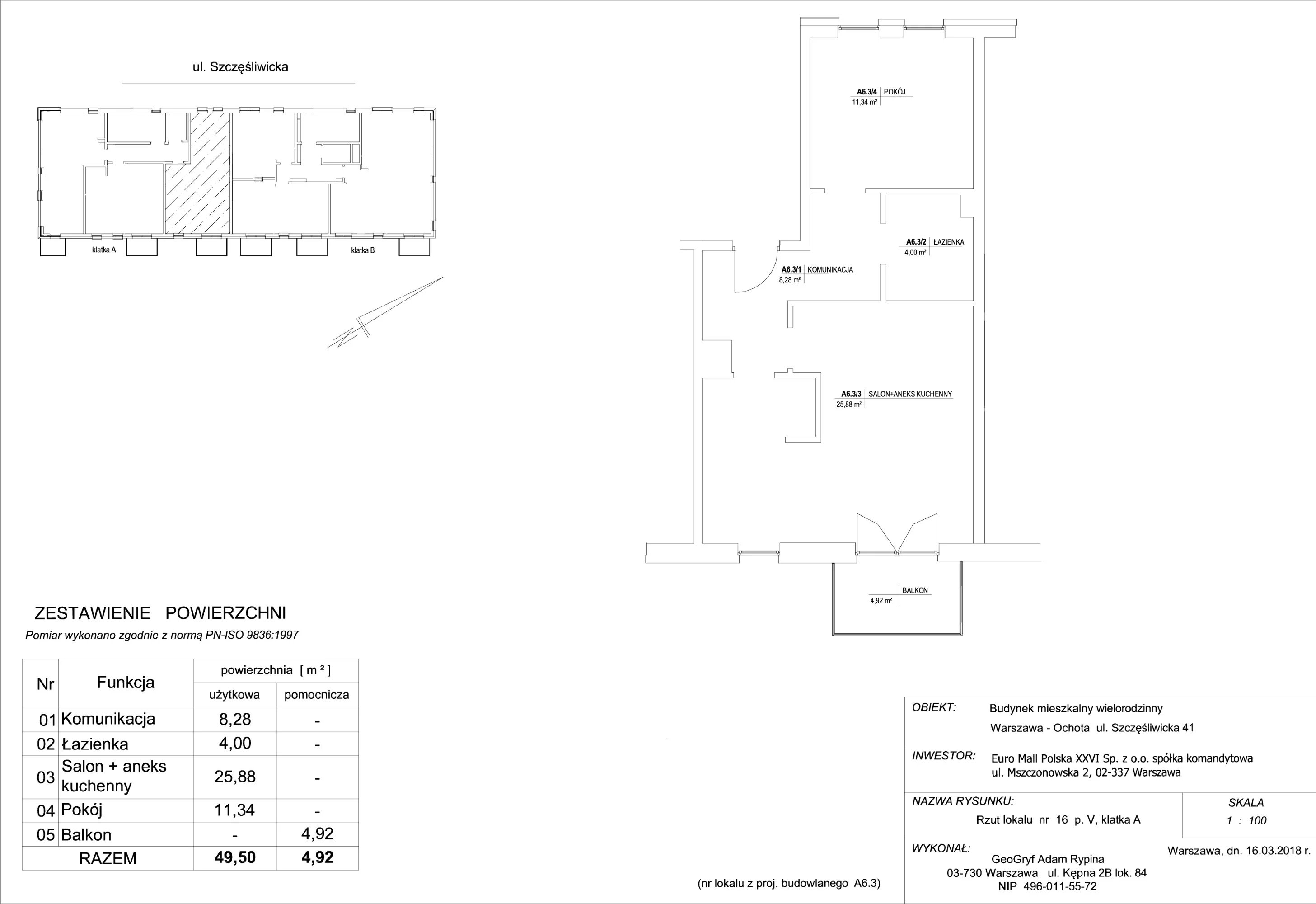 Mieszkanie 49,50 m², piętro 5, oferta nr 16, Szczęśliwicka 41, Warszawa, Ochota, Szczęśliwice, ul. Szczęśliwicka 41