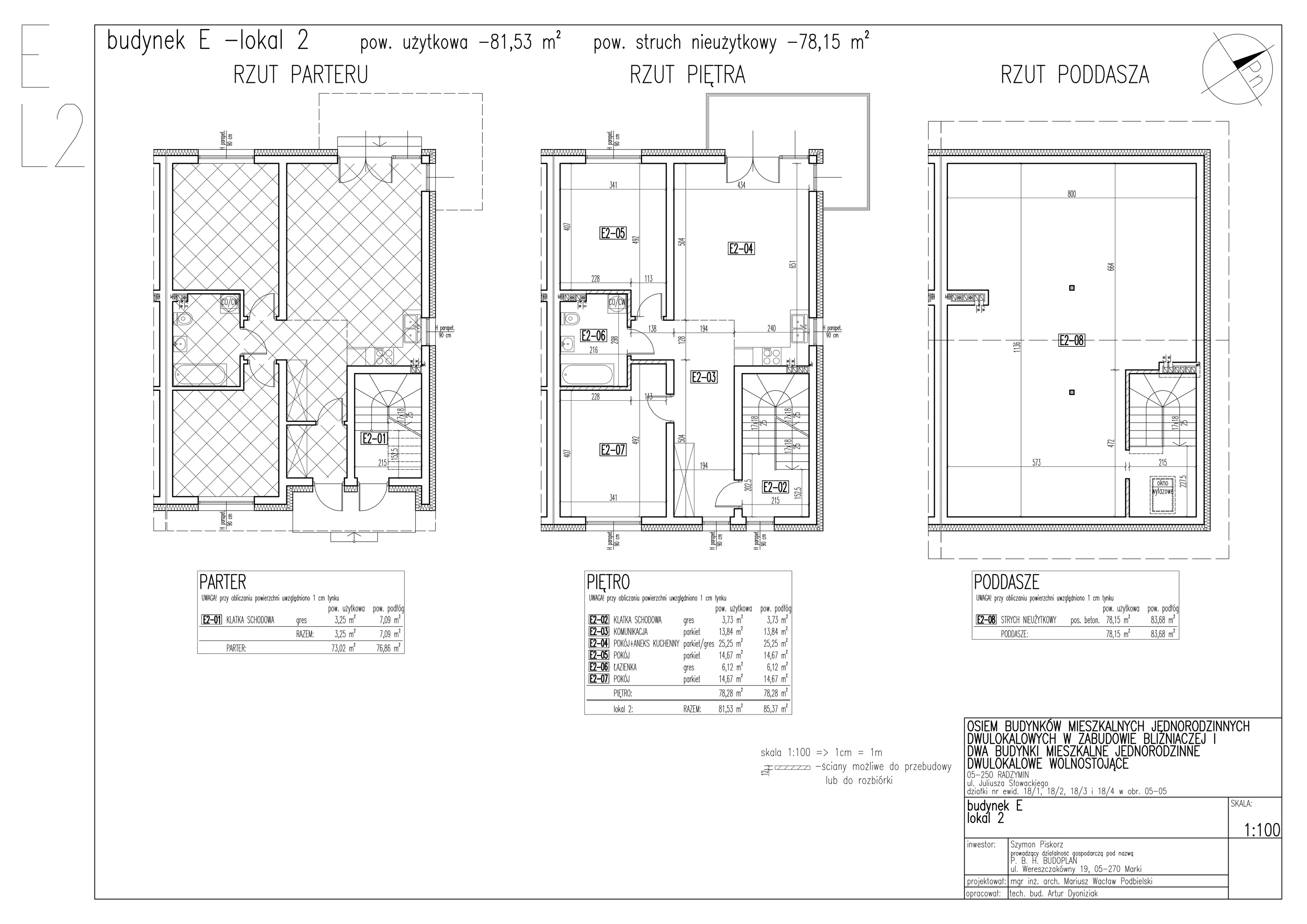 3 pokoje, mieszkanie 81,53 m², piętro 1, oferta nr E2-5D, SŁOWACKIEGO, Radzymin, ul. Słowackiego 5