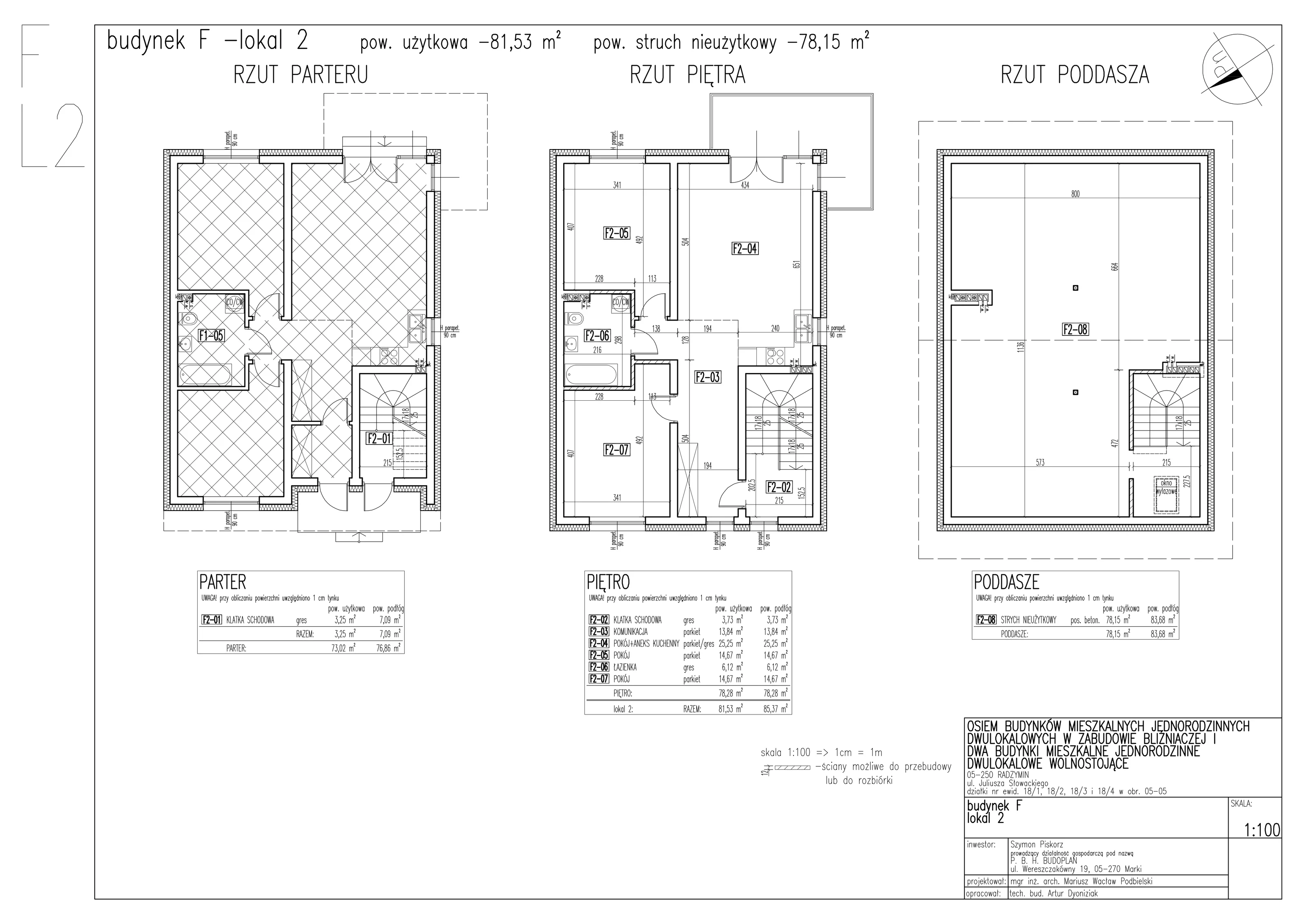 3 pokoje, mieszkanie 81,53 m², piętro 1, oferta nr F2-5J, SŁOWACKIEGO, Radzymin, ul. Słowackiego 5