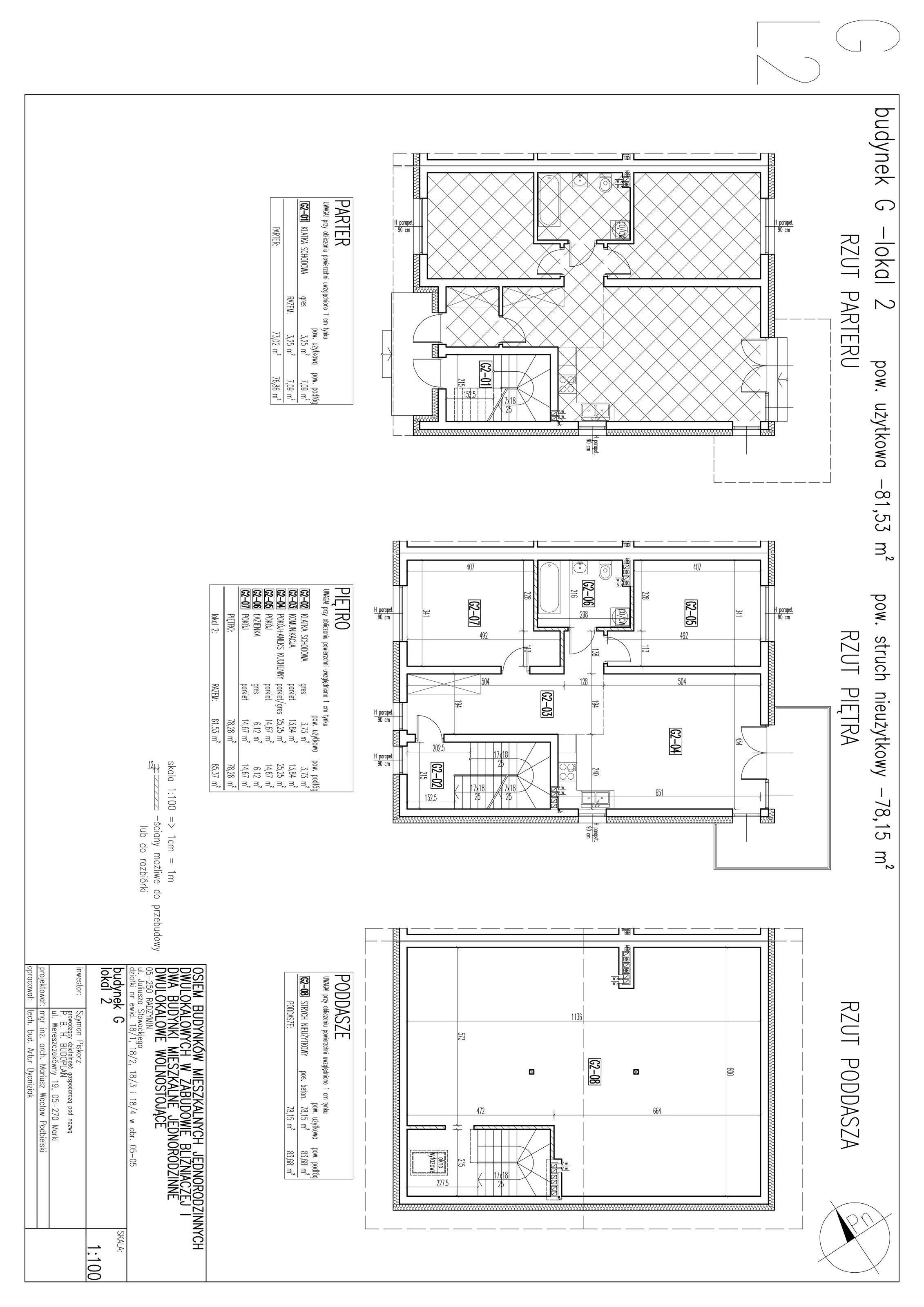 3 pokoje, mieszkanie 81,53 m², piętro 1, oferta nr G2-5H, SŁOWACKIEGO, Radzymin, ul. Słowackiego 5