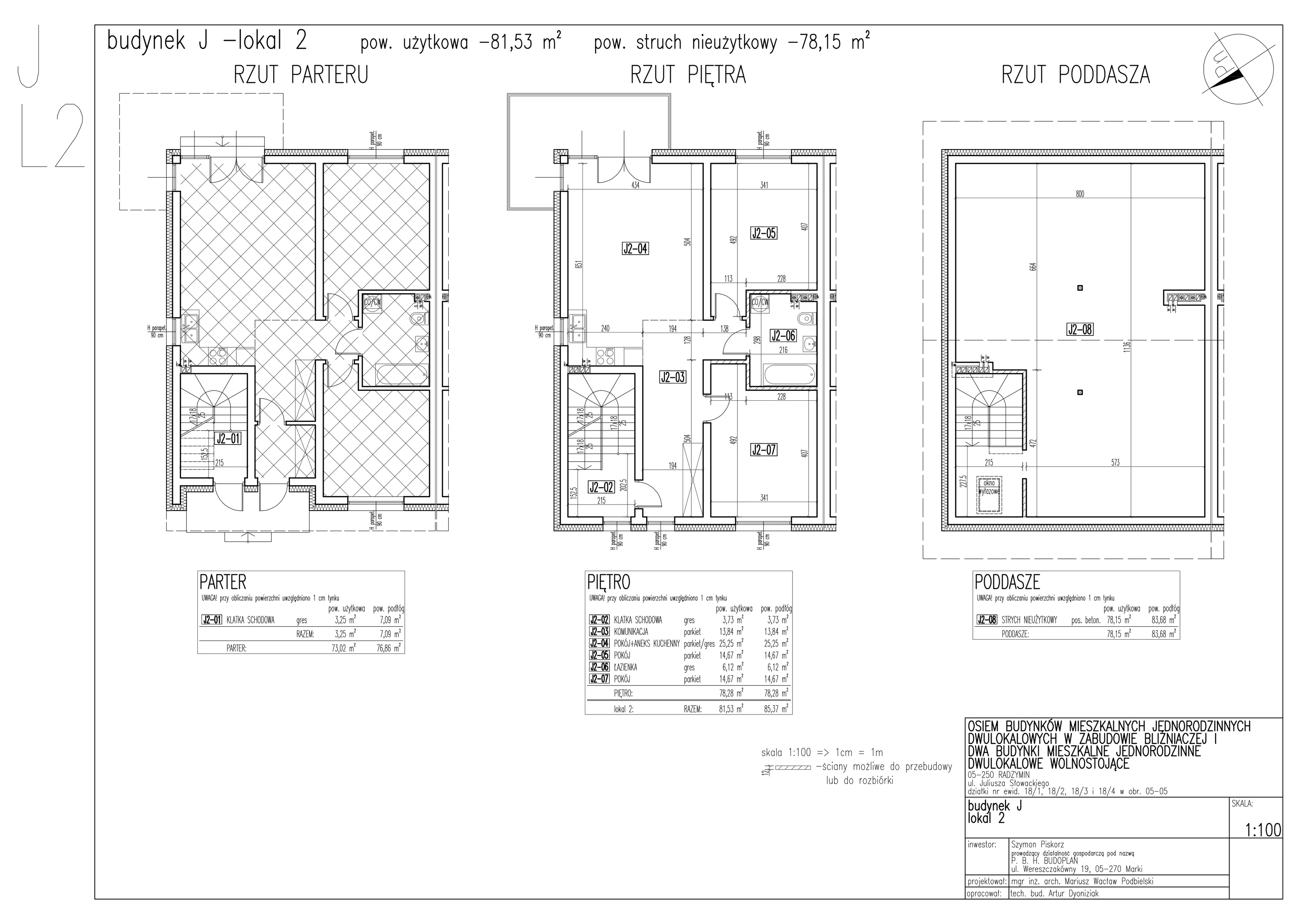 3 pokoje, mieszkanie 81,53 m², piętro 1, oferta nr J2-5E, SŁOWACKIEGO, Radzymin, ul. Słowackiego 5