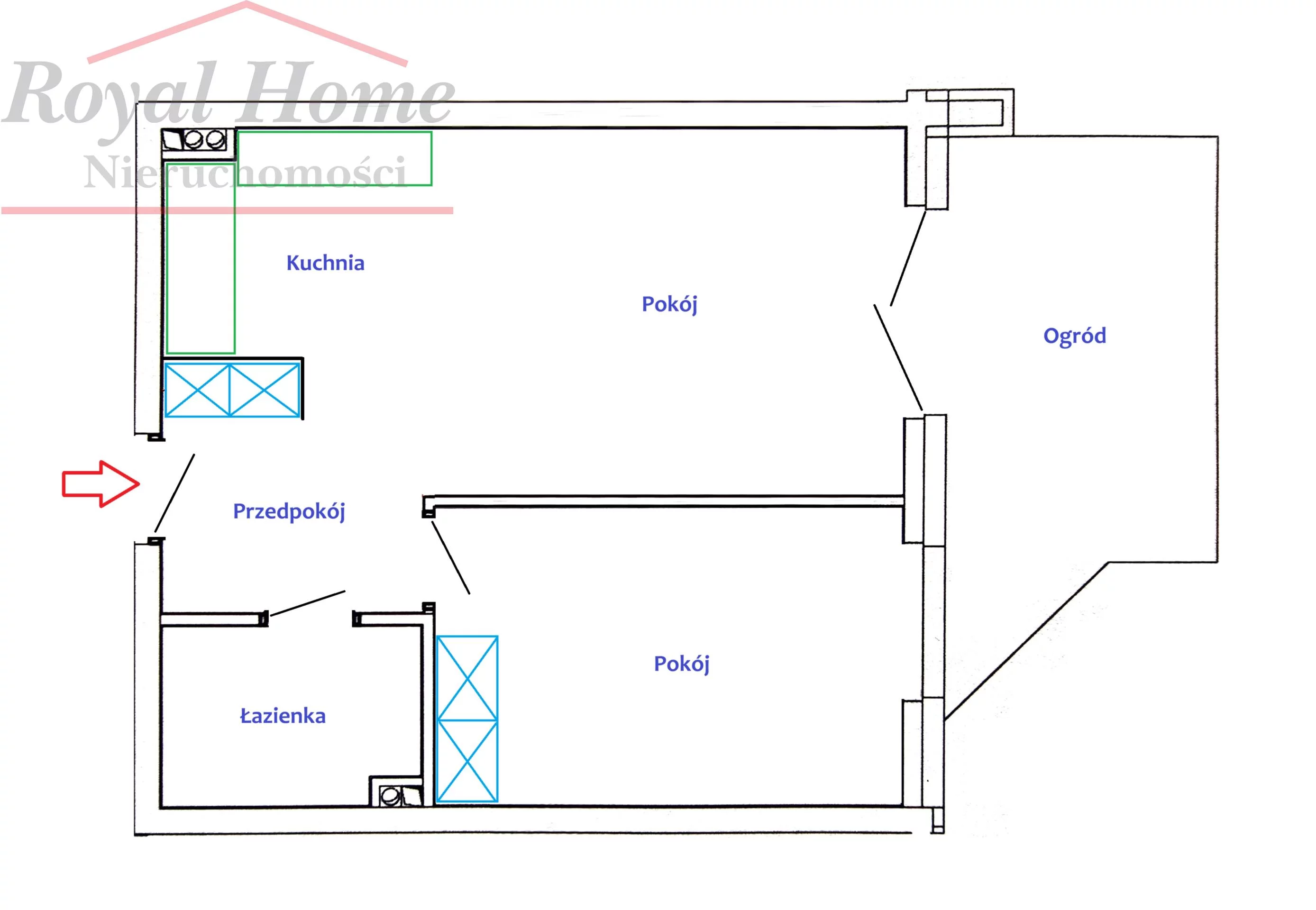 2 pokoje, mieszkanie 43,00 m², parter, oferta nr , 2363, Wrocław, Krzyki-Partynice, Krzyki, Gerberowa