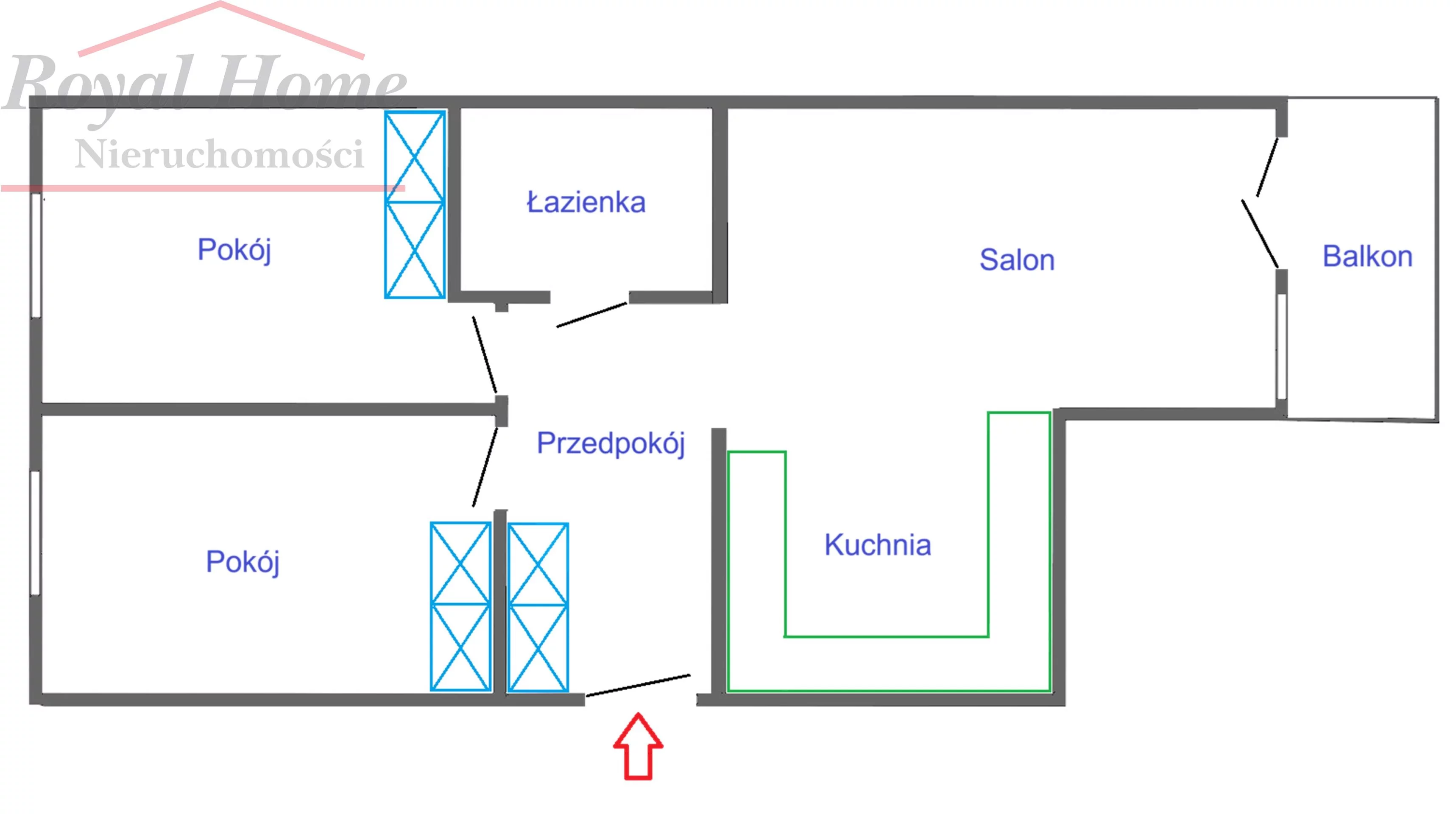 3 pokoje, mieszkanie 66,20 m², piętro 2, oferta nr , 2354, Wrocław, Krzyki-Partynice, Krzyki, Konduktorska