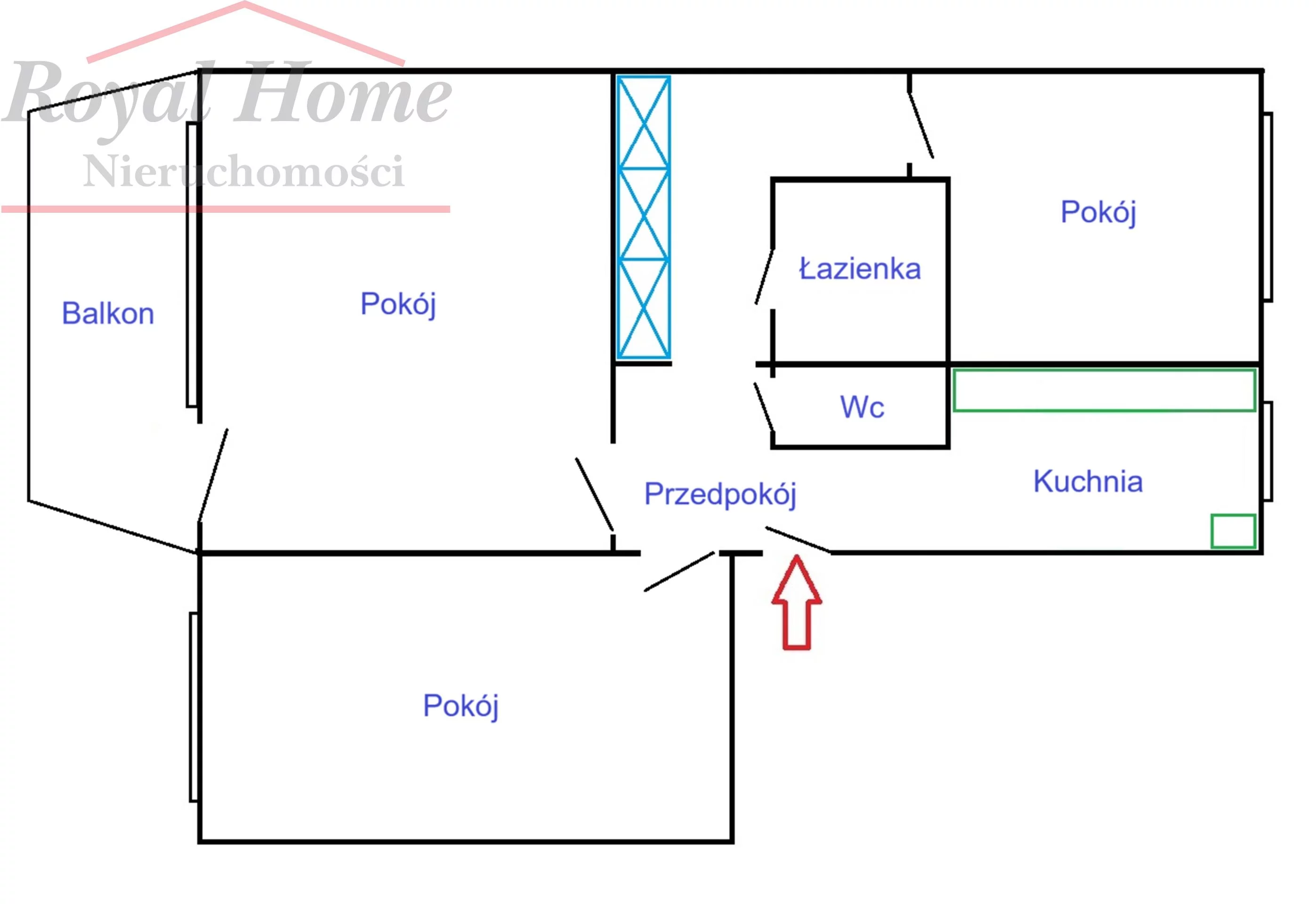 3 pokoje, mieszkanie 61,20 m², piętro 1, oferta nr , 2348, Wrocław, Fabryczna, Szkocka