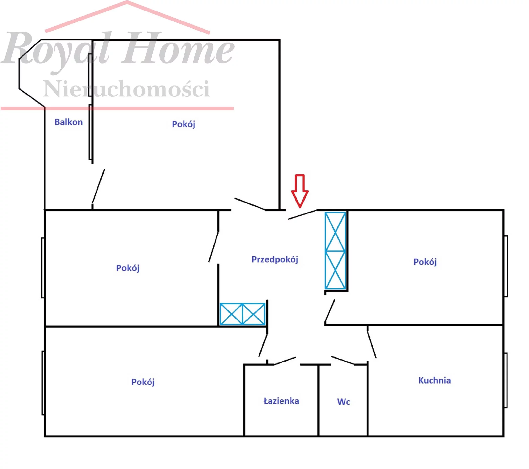 4 pokoje, mieszkanie 75,43 m², piętro 2, oferta nr , 2189, Wrocław, Fabryczna, Modra