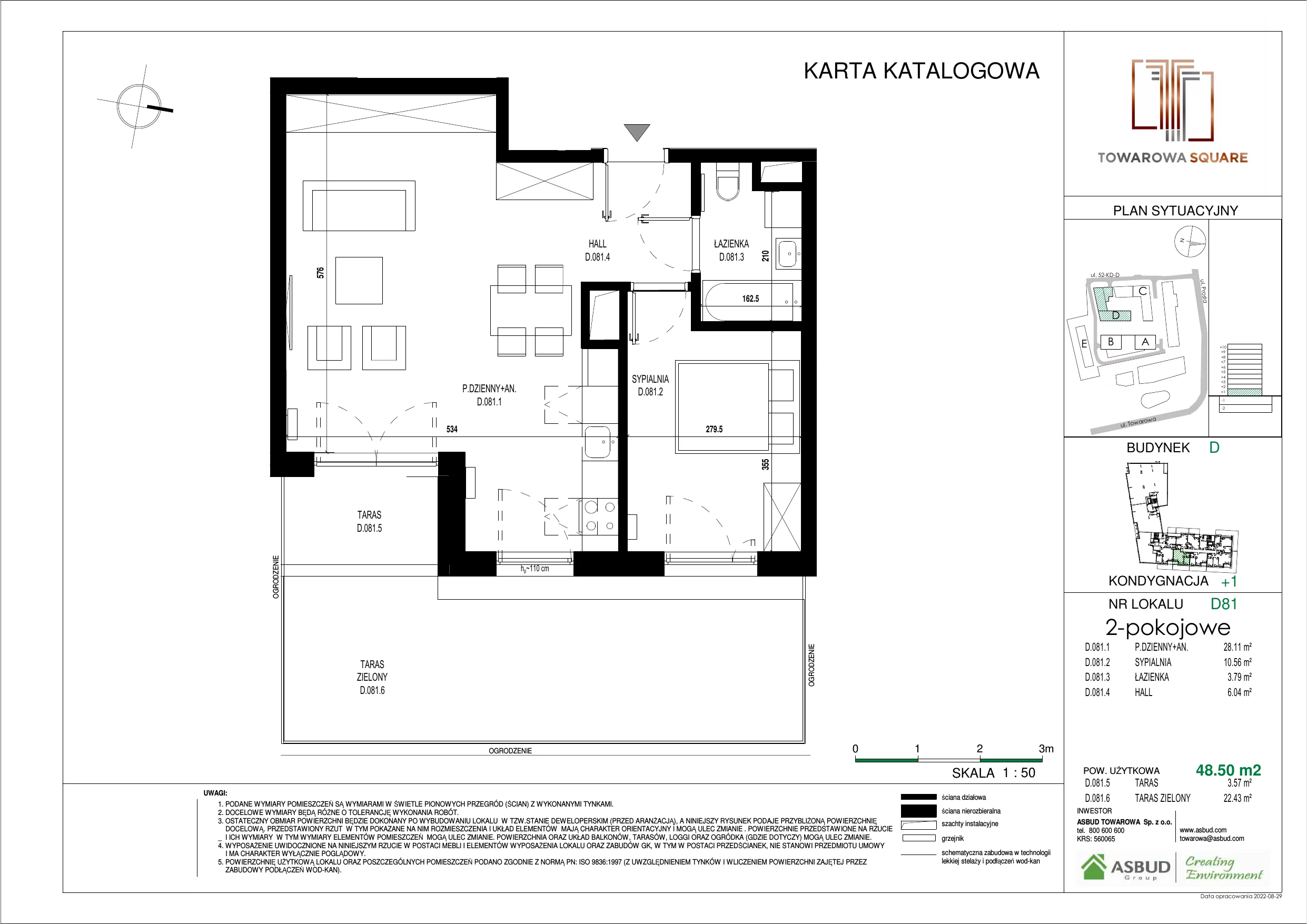 Apartament 48,50 m², parter, oferta nr D.081, Towarowa Square, Warszawa, Wola, Czyste, ul. Towarowa