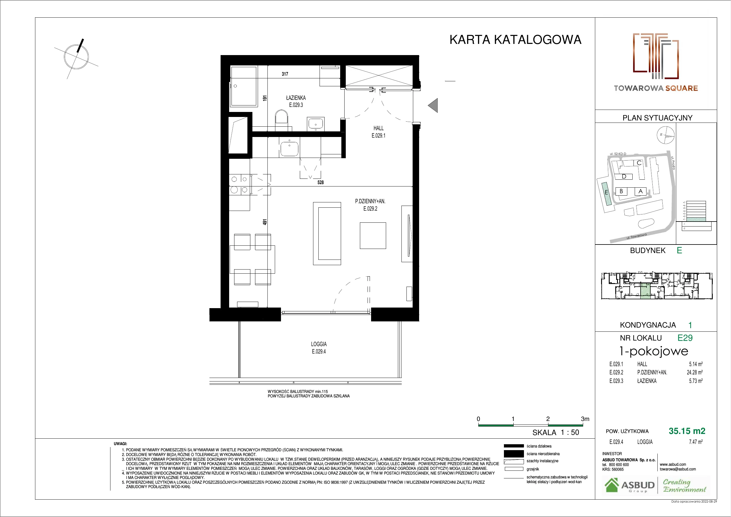 Apartament 35,15 m², parter, oferta nr E.029, Towarowa Square, Warszawa, Wola, Czyste, ul. Towarowa