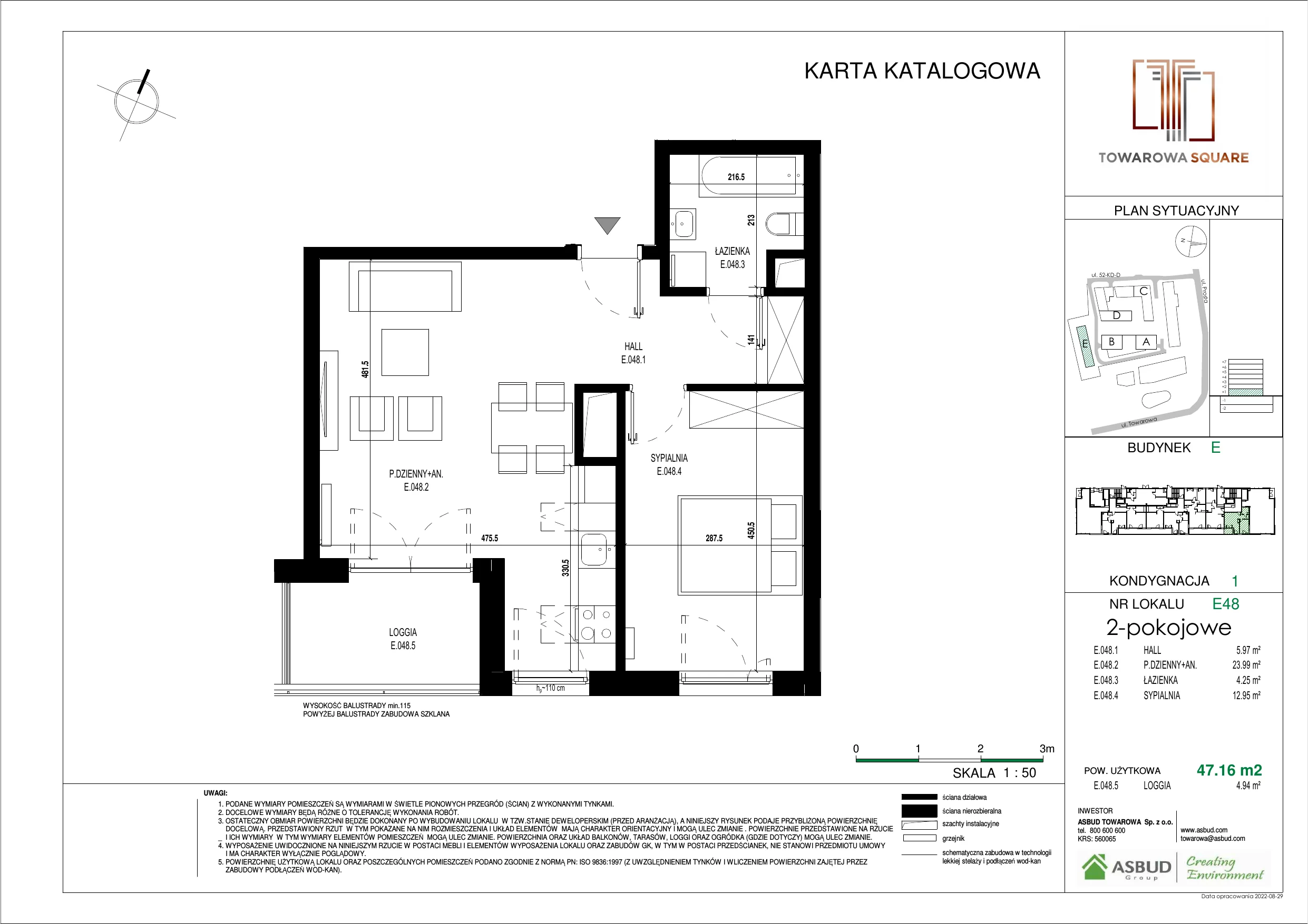 Apartament 47,16 m², parter, oferta nr E.048, Towarowa Square, Warszawa, Wola, Czyste, ul. Towarowa