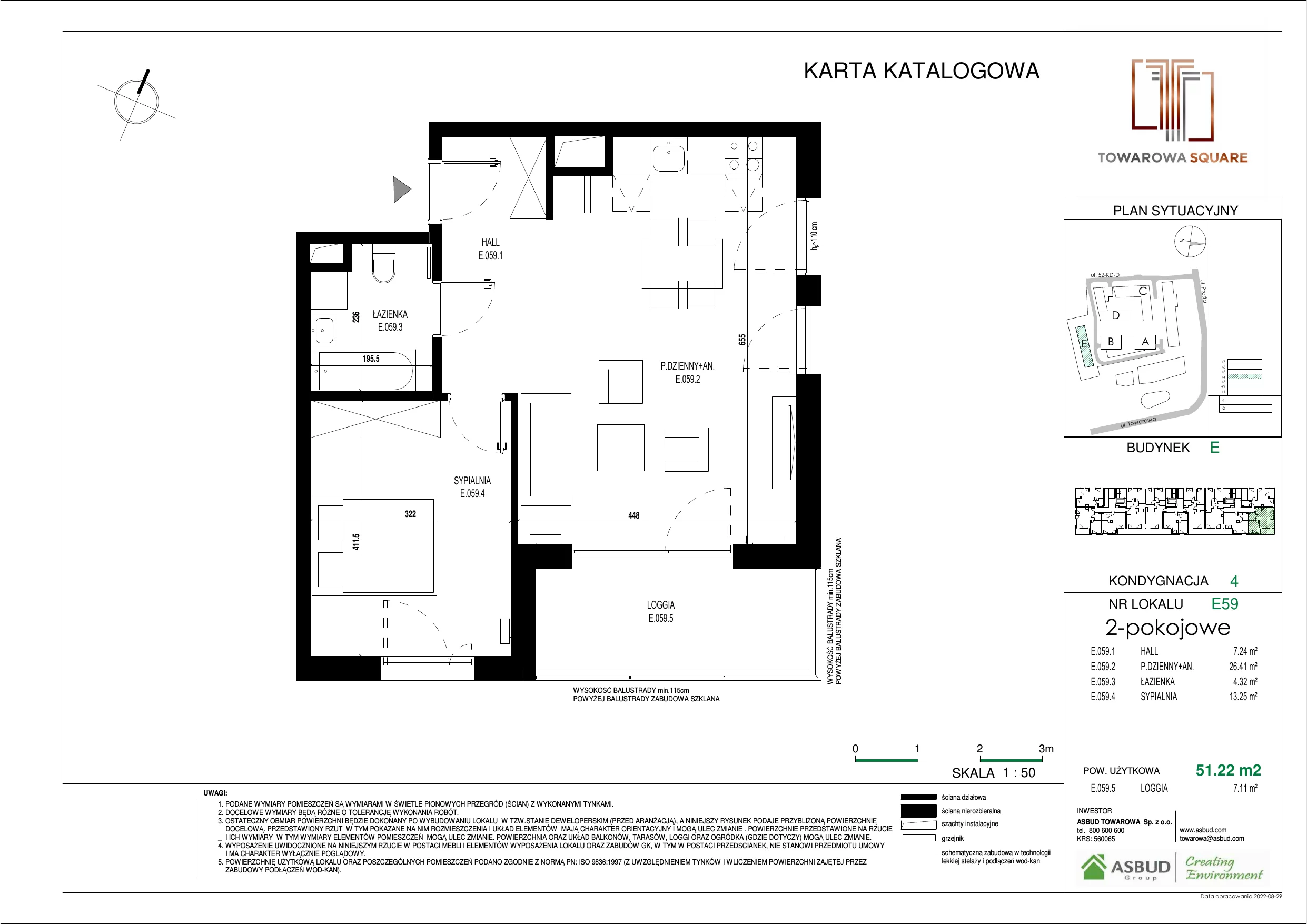 Apartament 51,22 m², piętro 3, oferta nr E.059, Towarowa Square, Warszawa, Wola, Czyste, ul. Towarowa