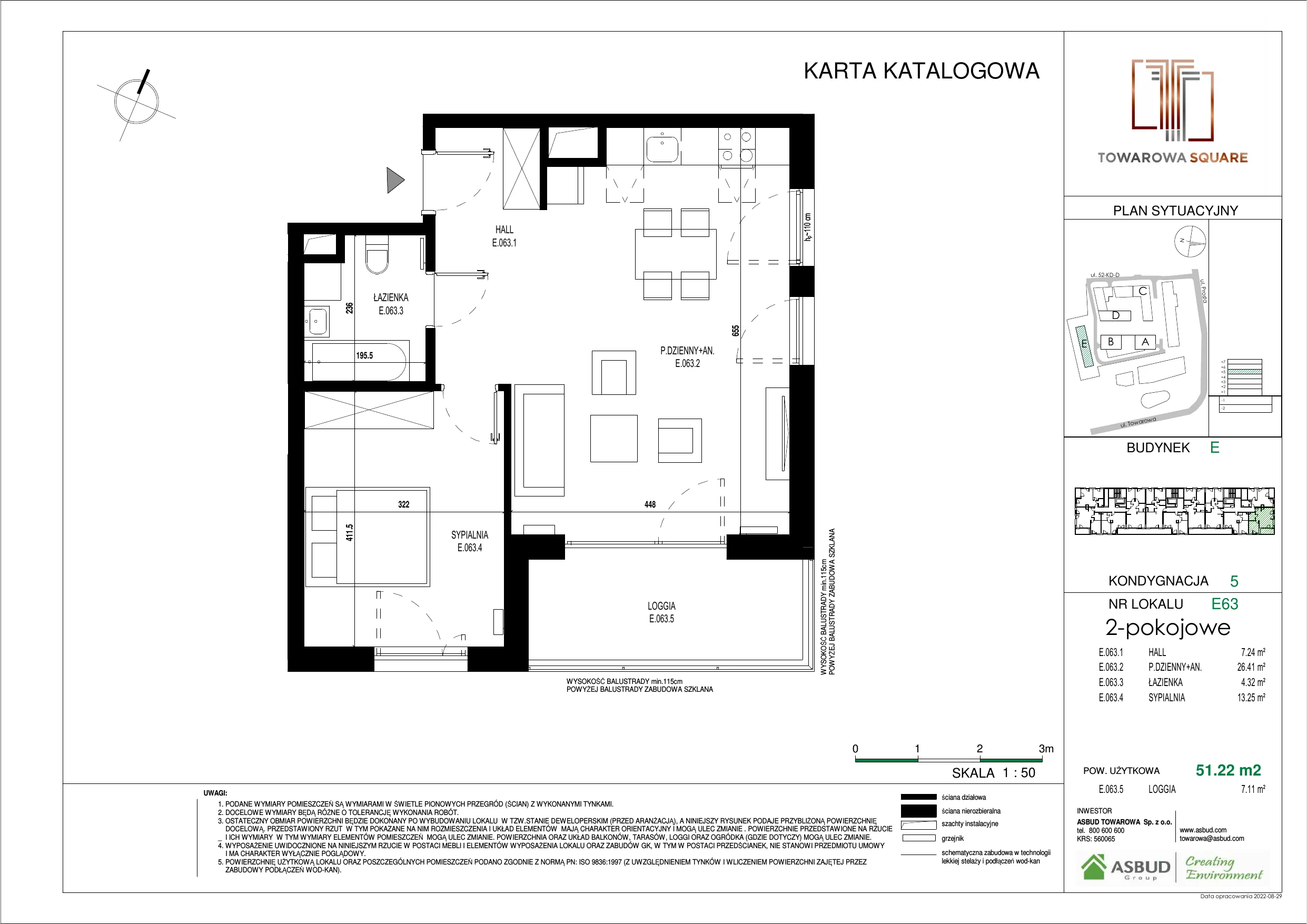 Apartament 51,22 m², piętro 4, oferta nr E.063, Towarowa Square, Warszawa, Wola, Czyste, ul. Towarowa