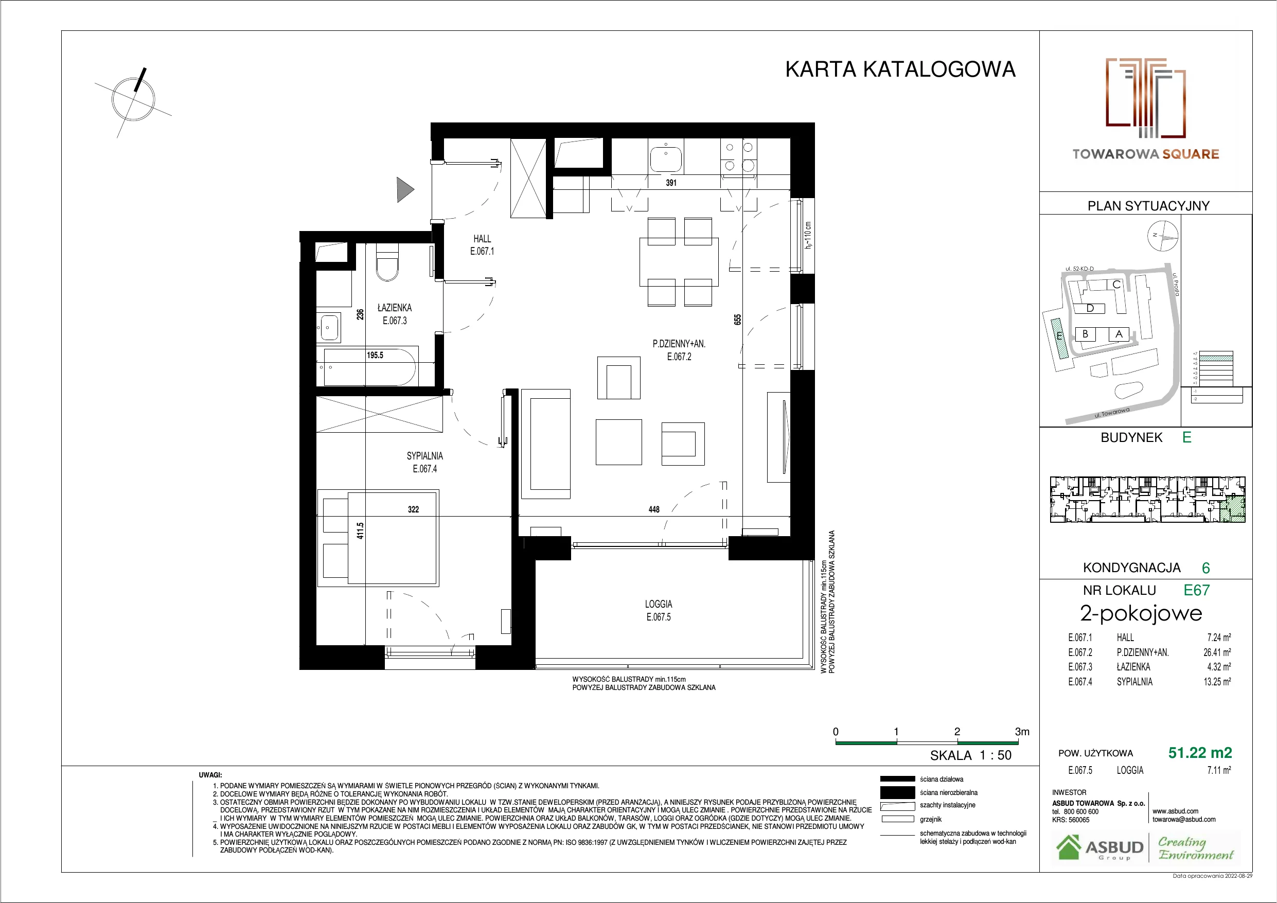 Apartament 51,22 m², piętro 5, oferta nr E.067, Towarowa Square, Warszawa, Wola, Czyste, ul. Towarowa