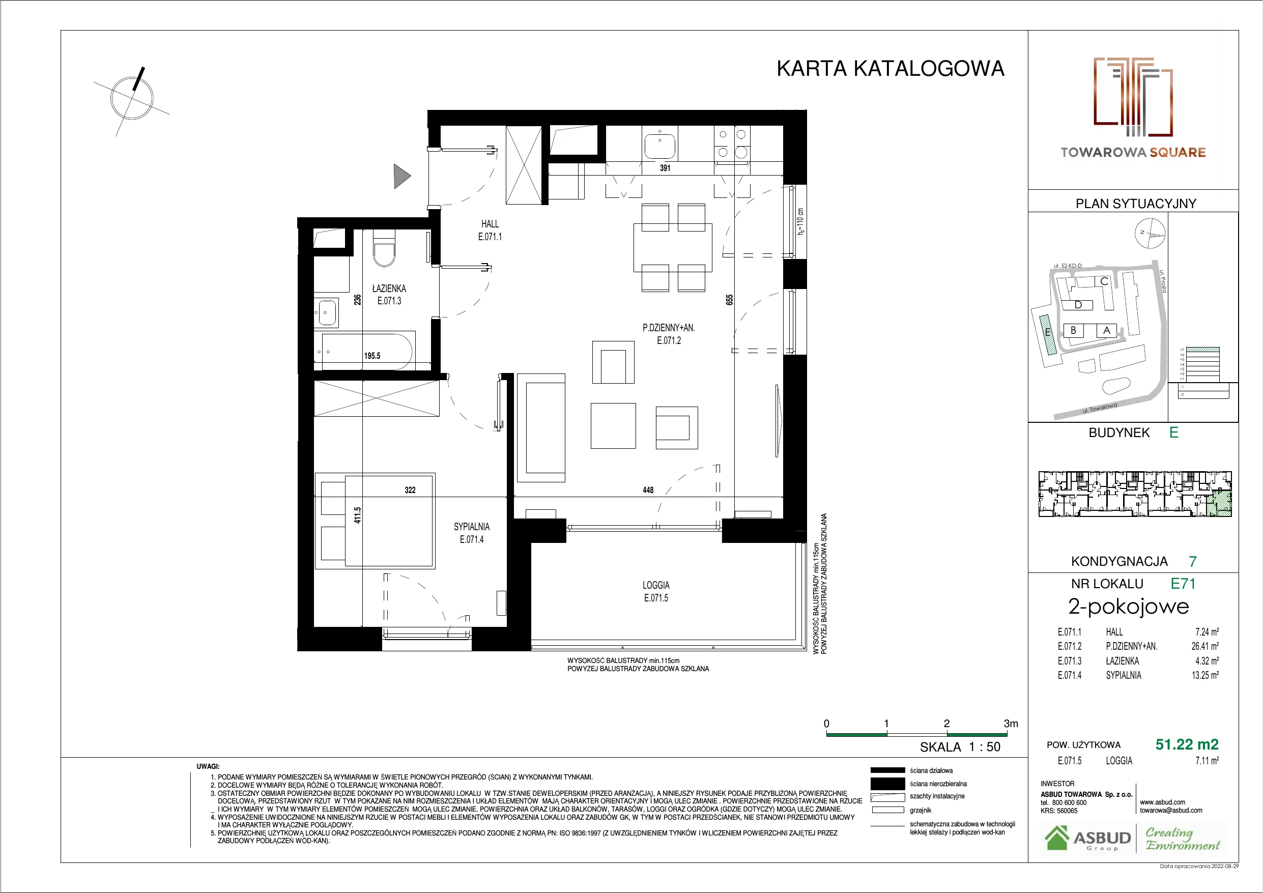 Apartament 51,22 m², piętro 6, oferta nr E.071, Towarowa Square, Warszawa, Wola, Czyste, ul. Towarowa