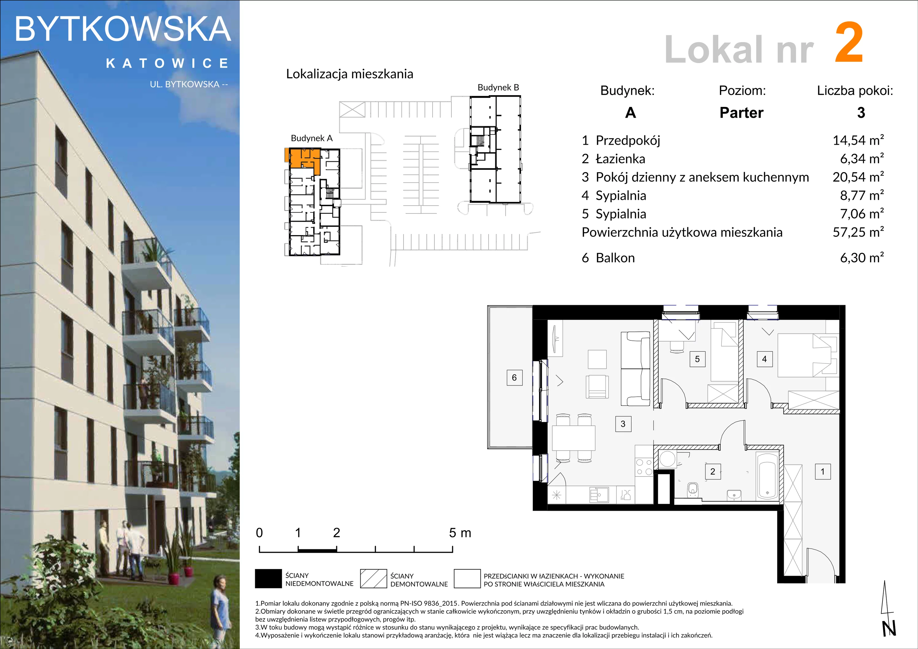 Mieszkanie 57,25 m², parter, oferta nr A_2, Bytkowska, Katowice, Wełnowiec-Józefowiec, ul. Bytkowska