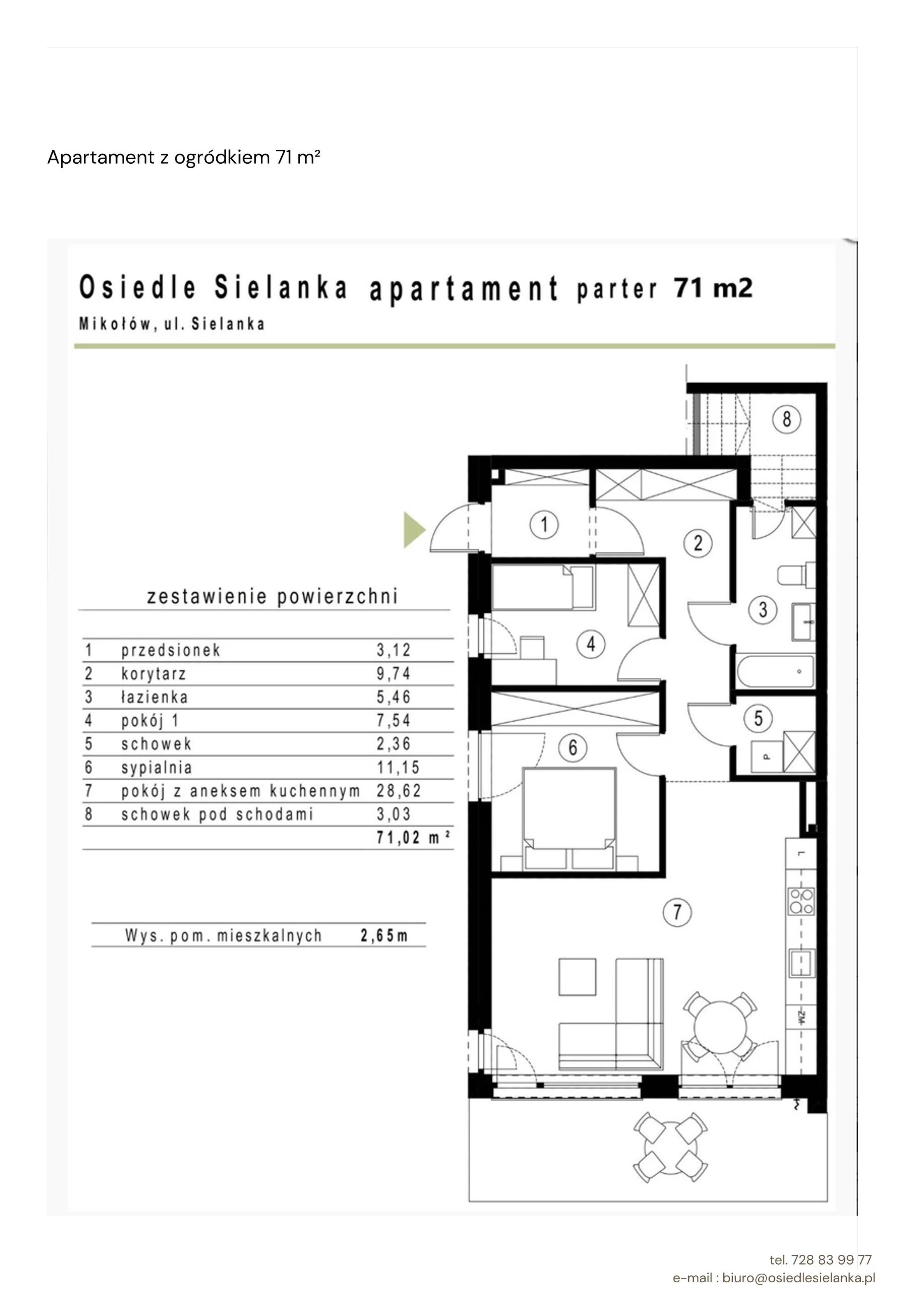 Apartament 71,00 m², parter, oferta nr apartament z ogródkiem 3 pok., Osiedle Sielanka Mikołów, Mikołów, Reta, ul. Jastrzębia