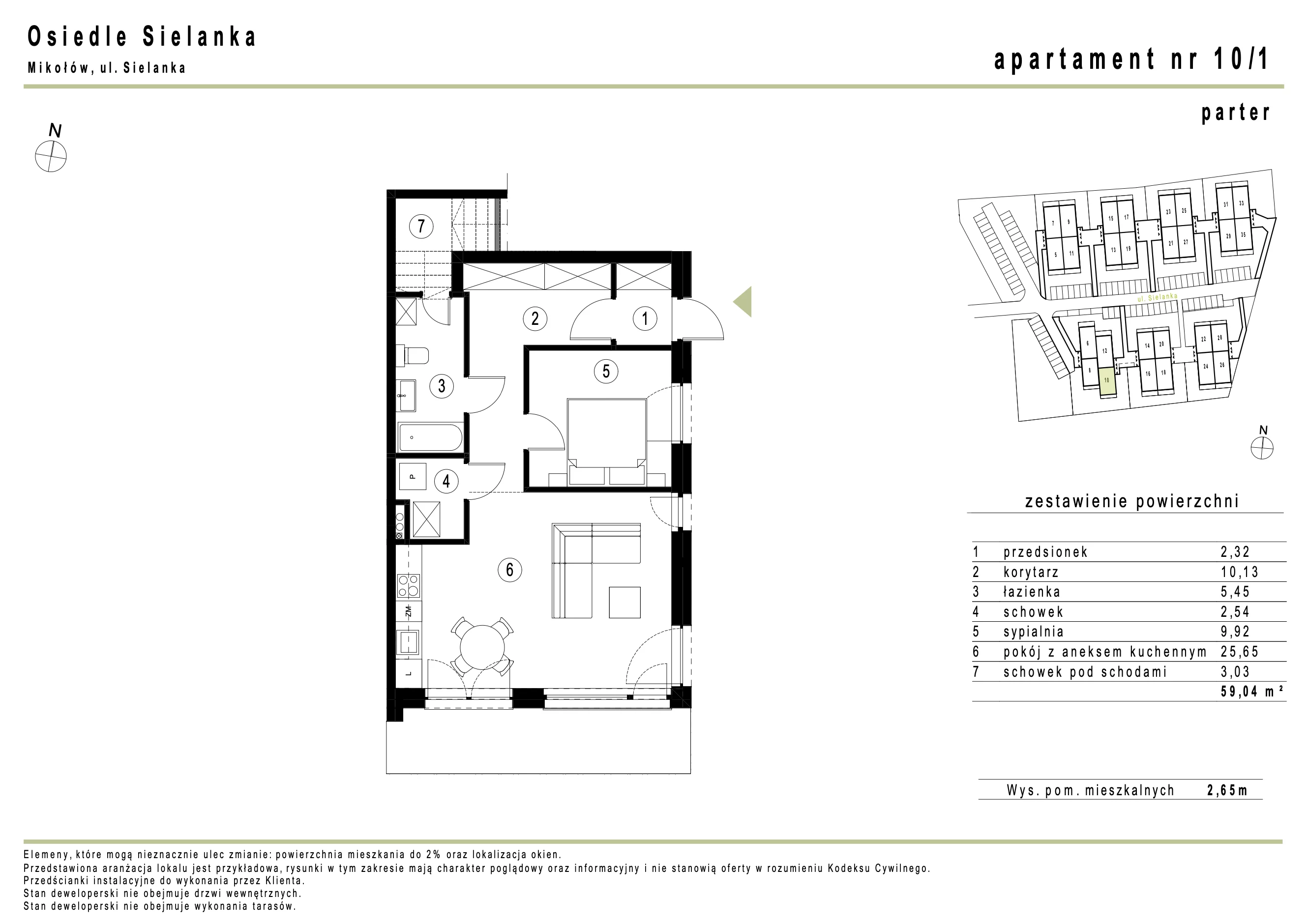 Apartament 59,04 m², parter, oferta nr 10.1, Osiedle Sielanka Mikołów, Mikołów, Reta, ul. Jastrzębia