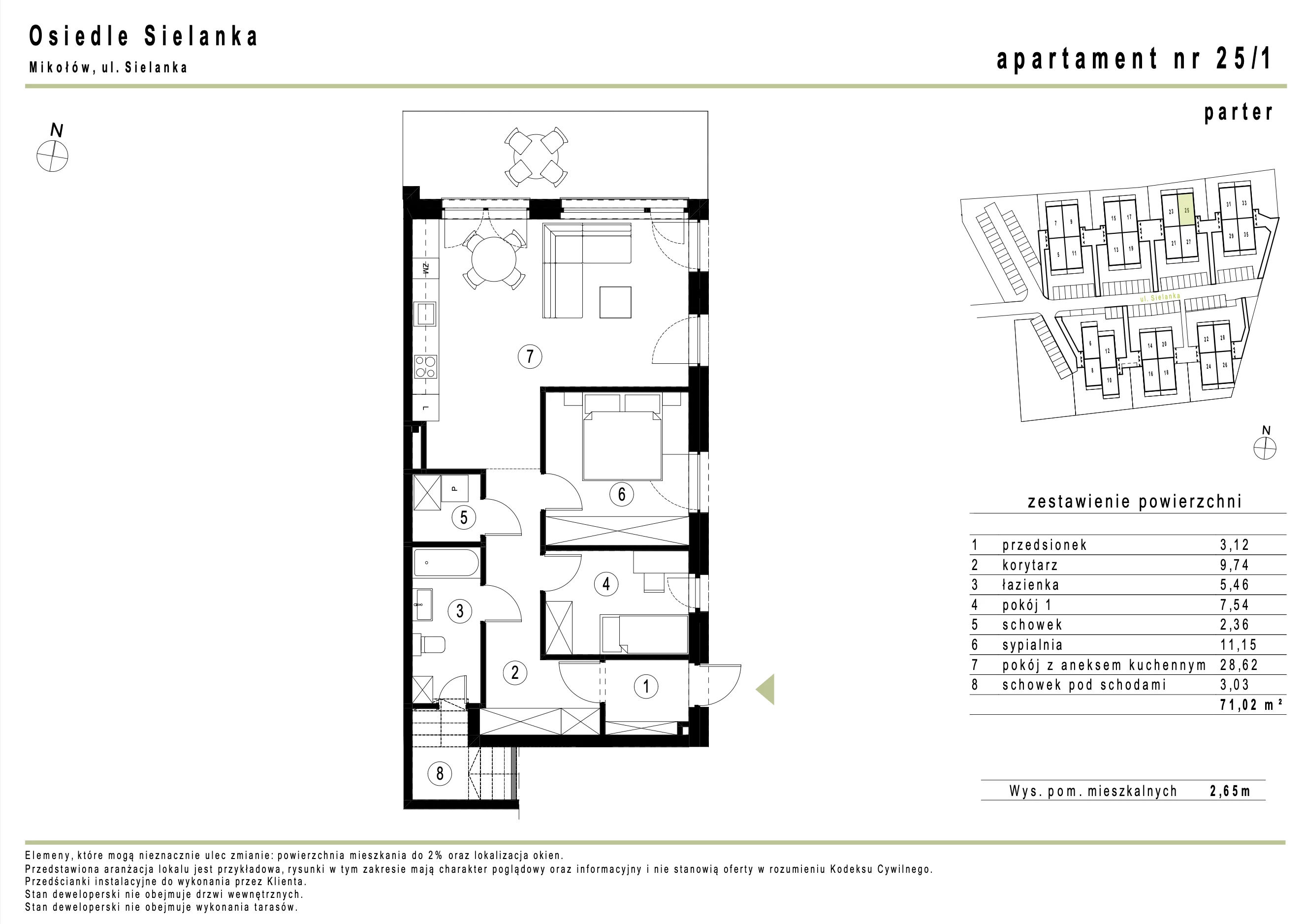 Apartament 71,02 m², parter, oferta nr 25.1, Osiedle Sielanka Mikołów, Mikołów, Reta, ul. Jastrzębia