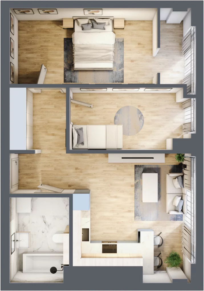 3 pokoje, mieszkanie 61,08 m², piętro 12, oferta nr N74, Olszynki Park, Rzeszów, Śródmieście-Południe, ul. Szopena