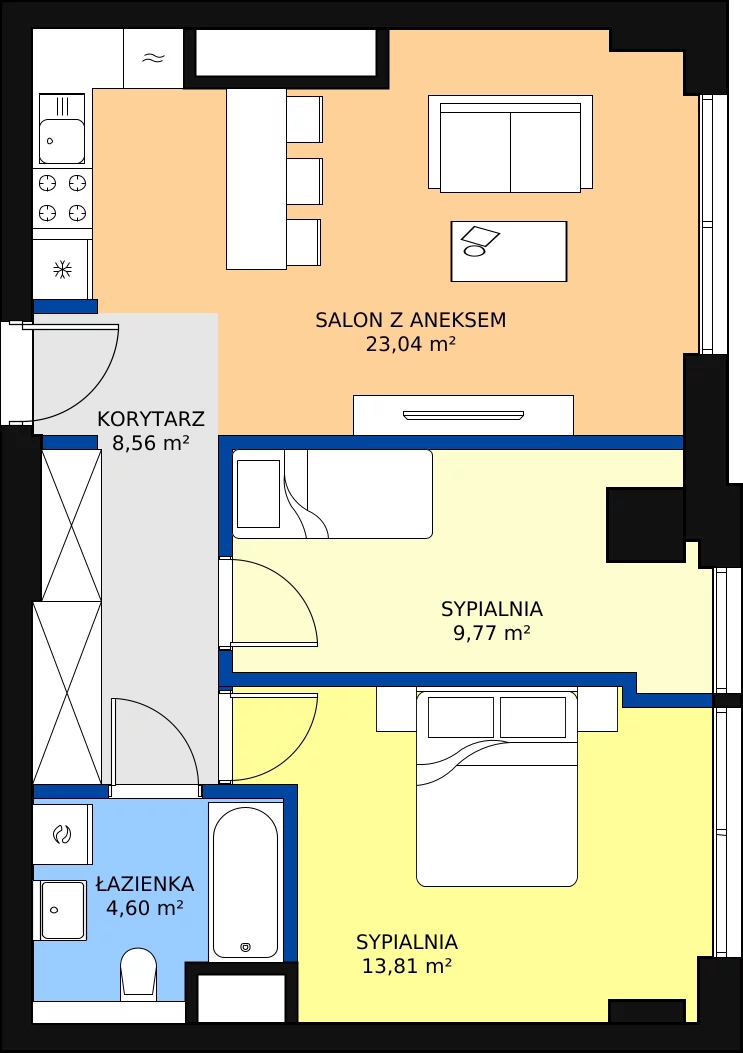 Zalety mieszkania 59.78 m², W8