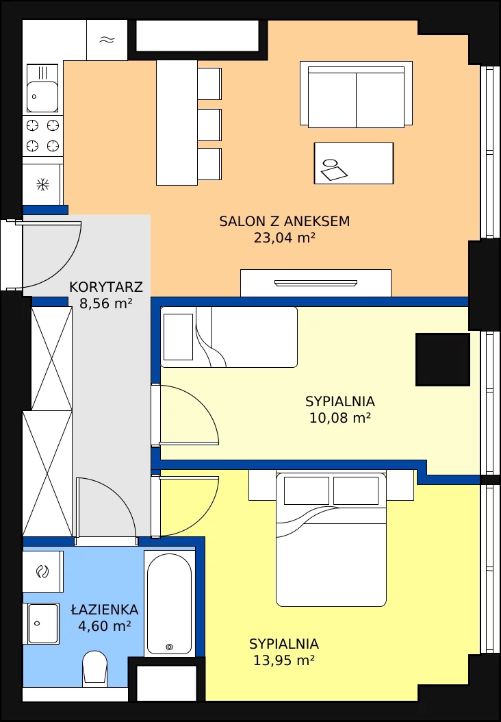 Zalety mieszkania 60.23 m², W22