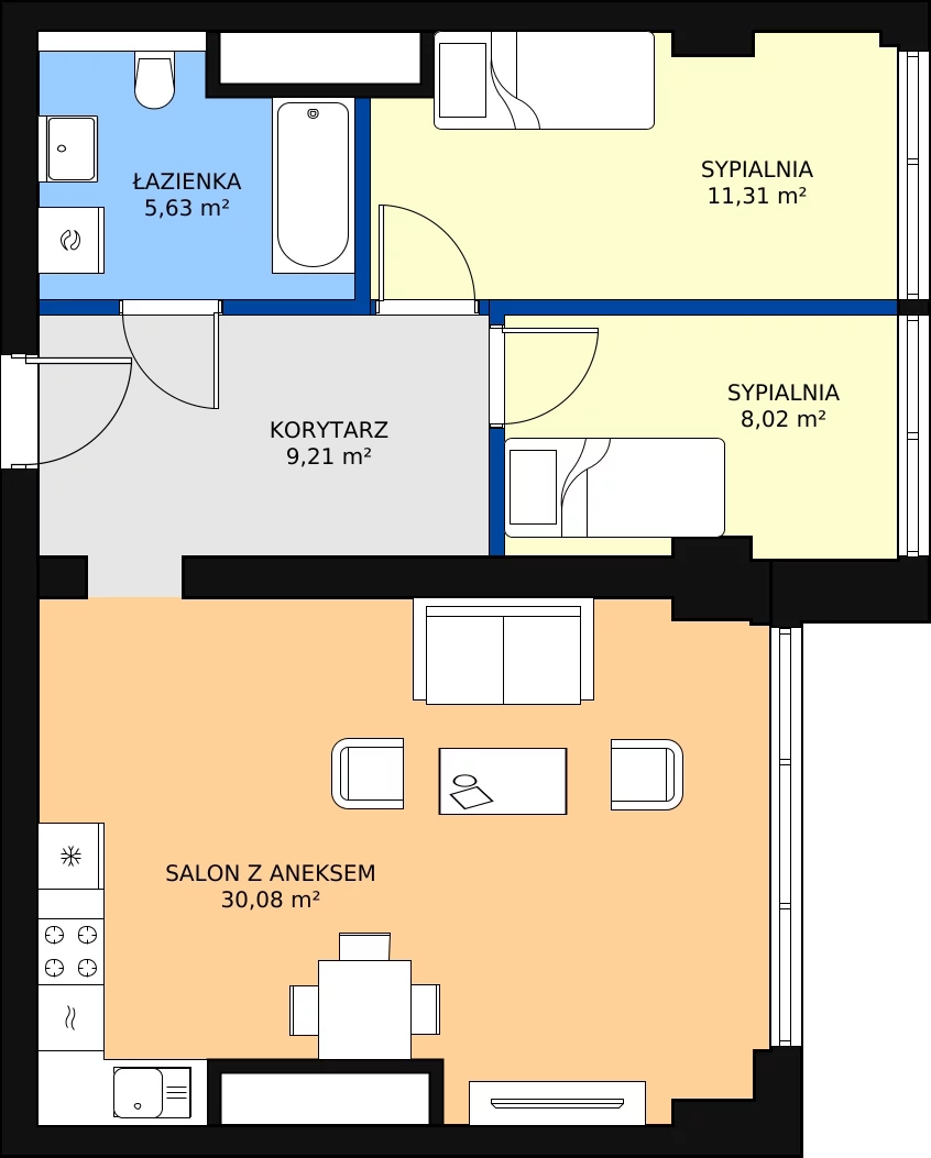 Zalety mieszkania 64.25 m², W35