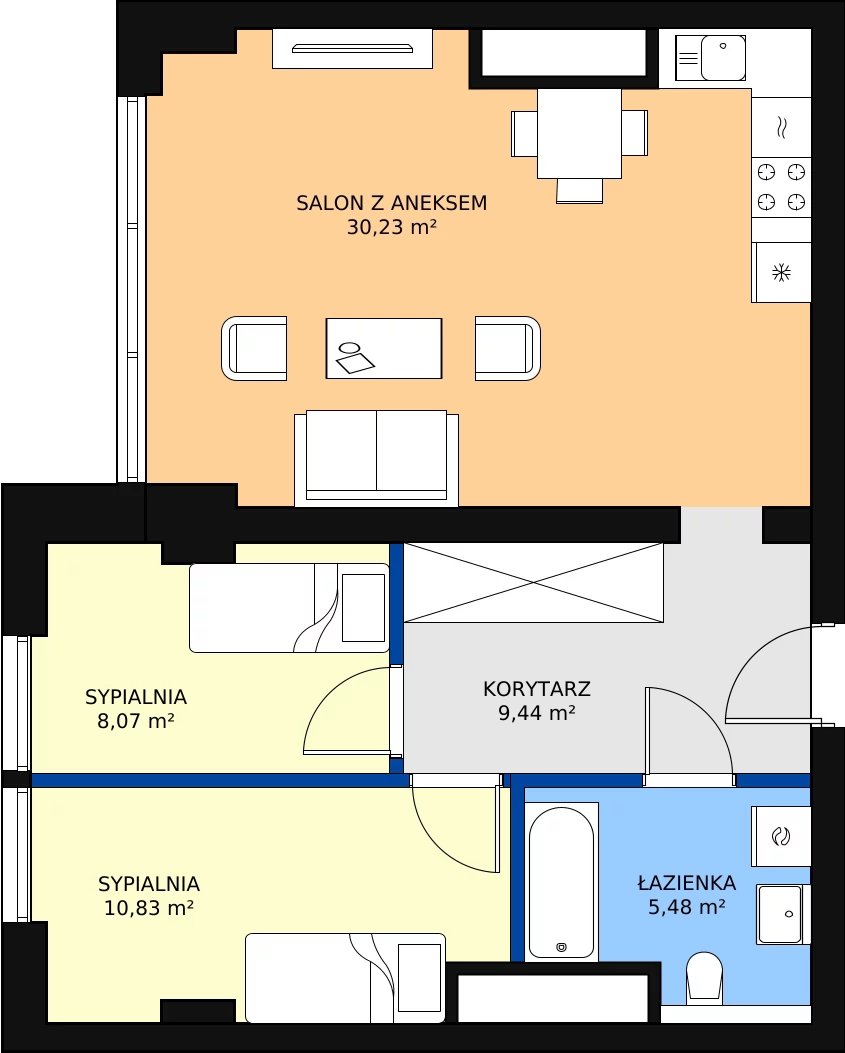 Zalety mieszkania 64.05 m², W39