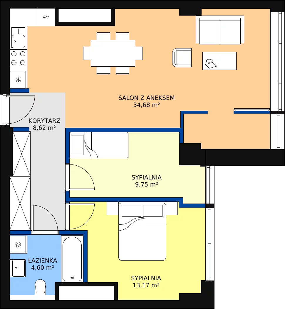 Zalety mieszkania 70.82 m², W48