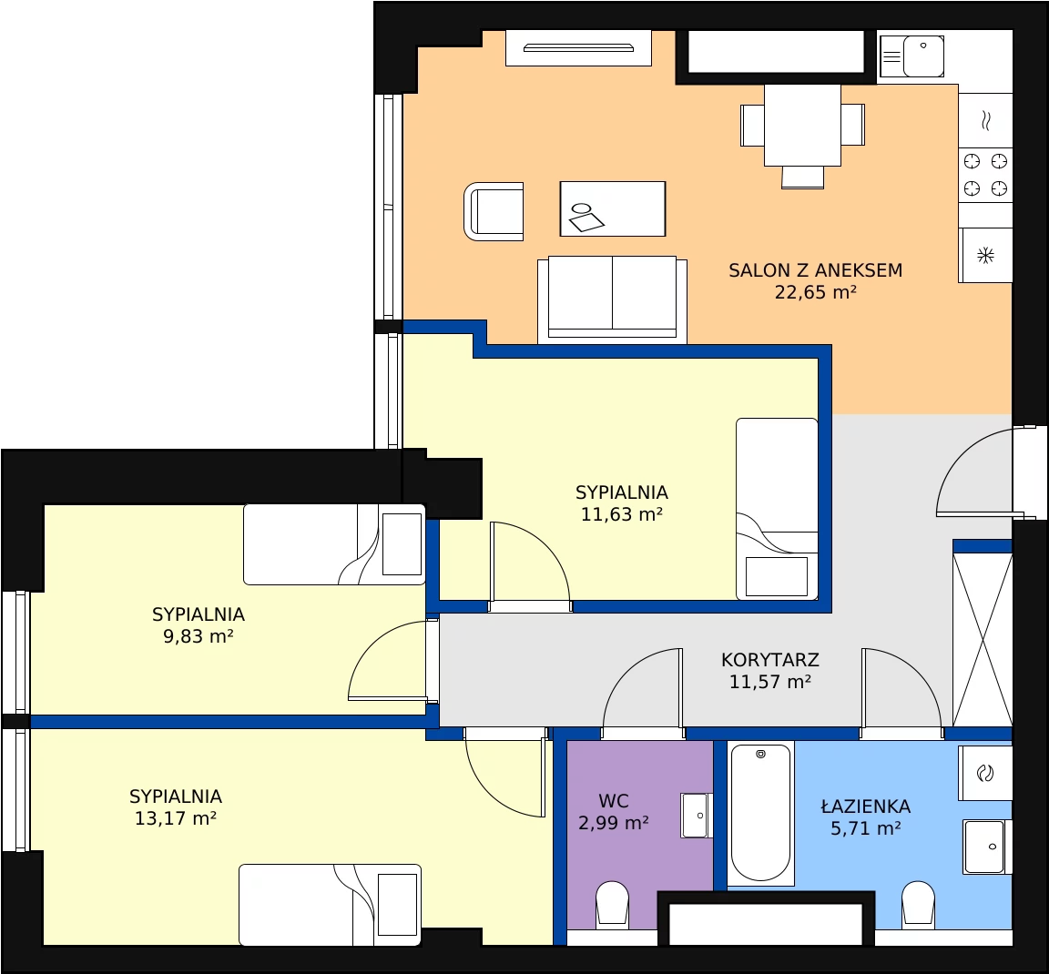 Zalety mieszkania 77.55 m², W94
