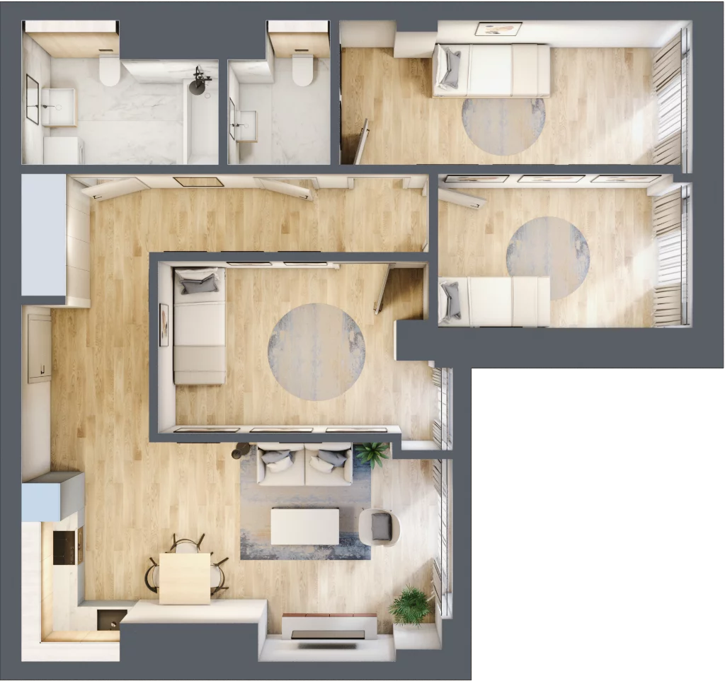 4 pokoje, mieszkanie 76,53 m², piętro 18, oferta nr W103, Olszynki Park, Rzeszów, Śródmieście-Południe, ul. Szopena