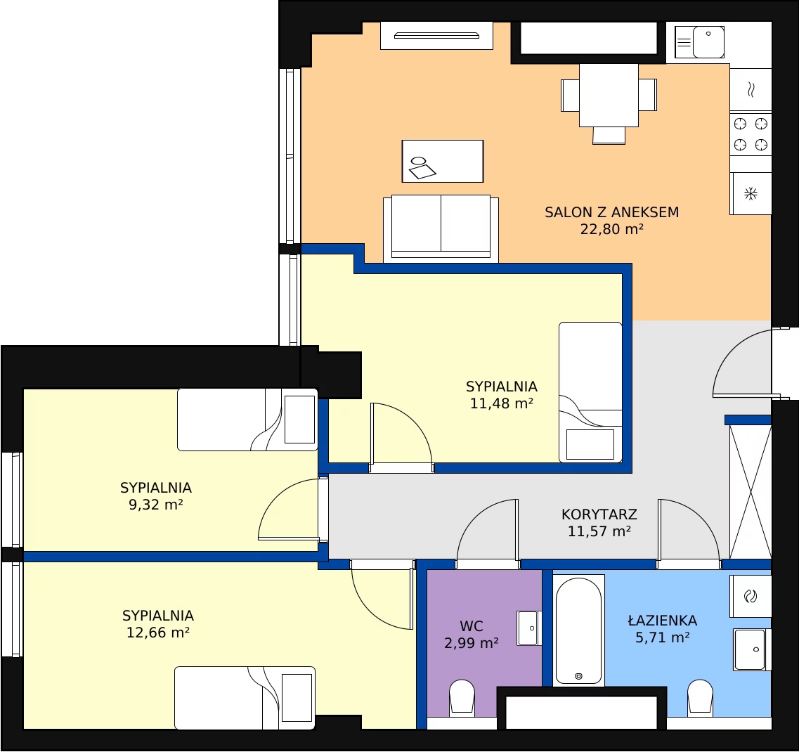Zalety mieszkania 76.53 m², W107
