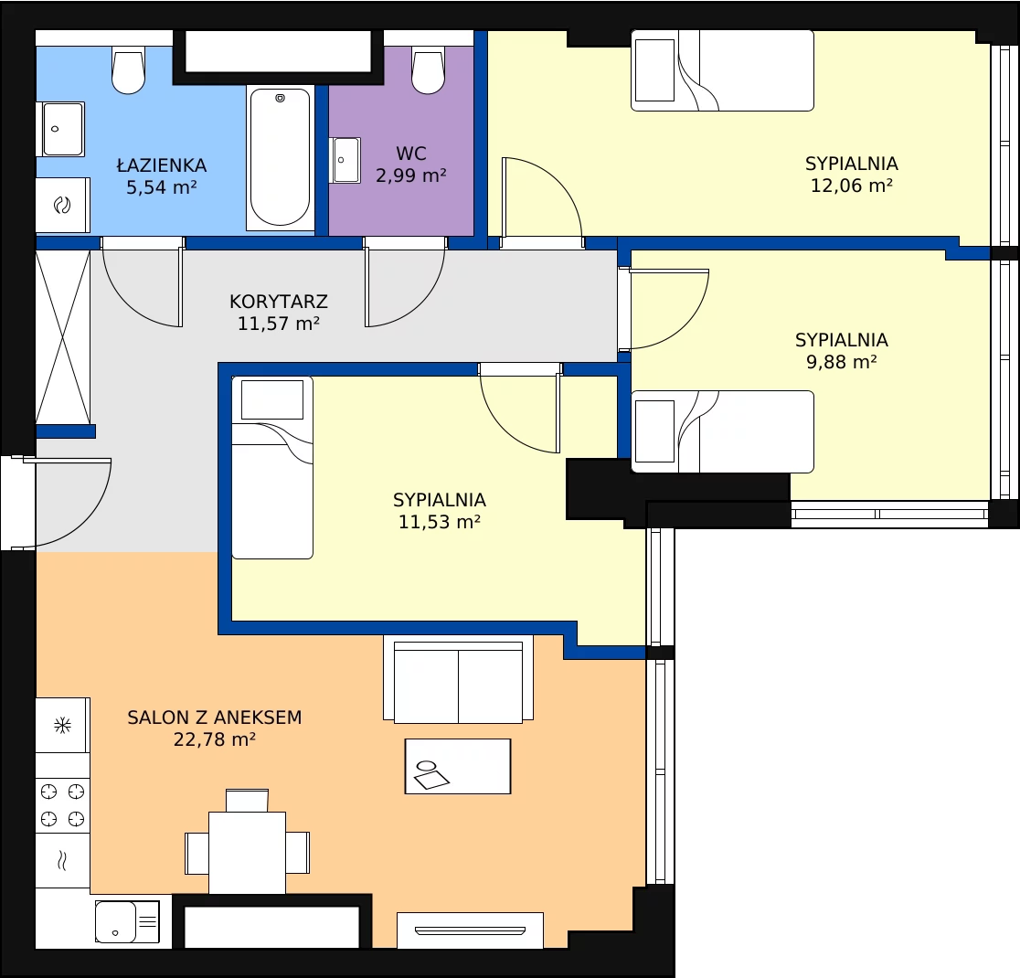 Zalety mieszkania 76.35 m², W110