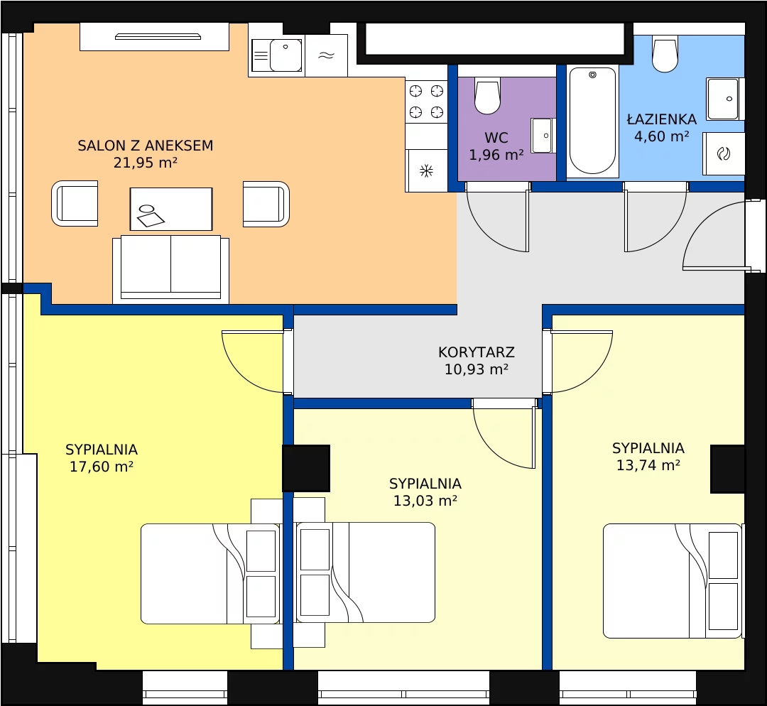 Zalety mieszkania 83.81 m², W119