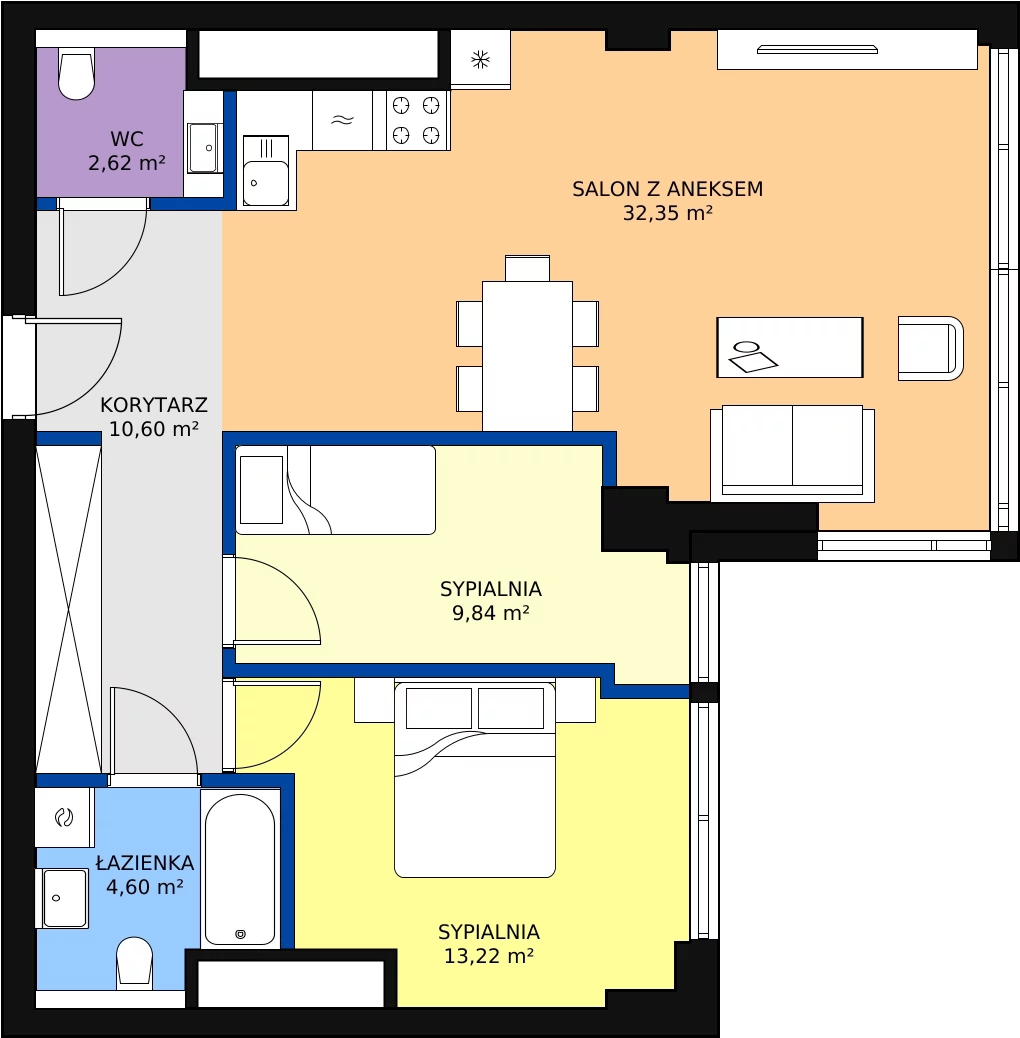 Zalety mieszkania 73.23 m², W123