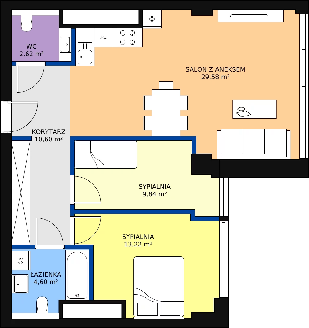 Zalety mieszkania 70.46 m², W129