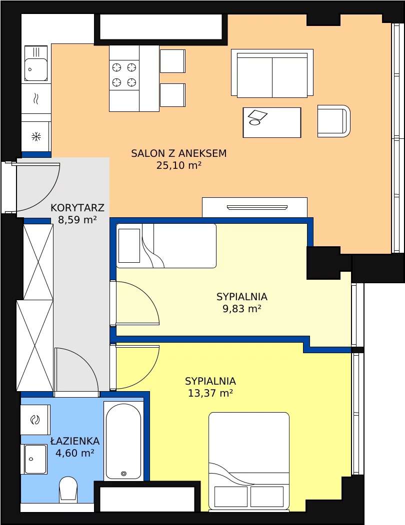 Zalety mieszkania 61.49 m², W149