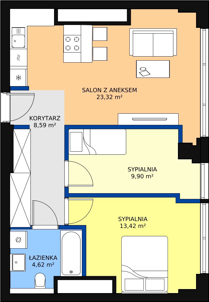 Zalety mieszkania 59.85 m², W155