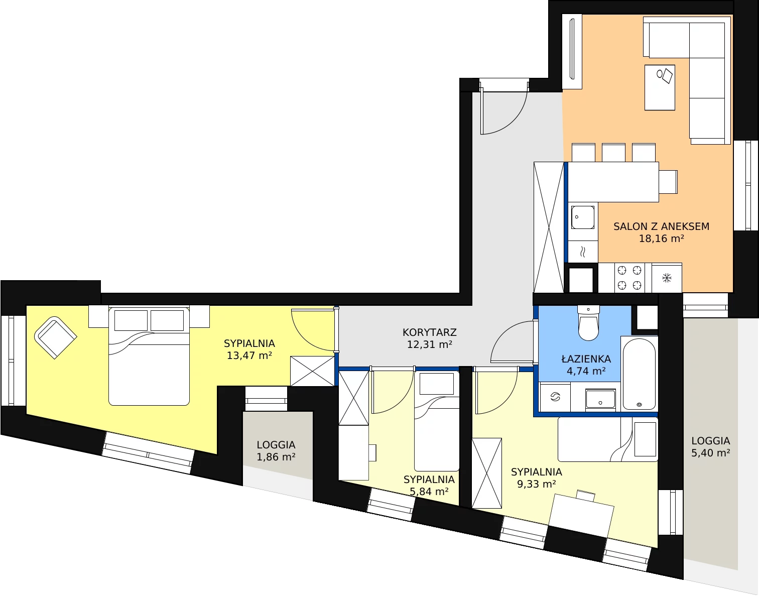Zalety mieszkania 63.85 m², M01