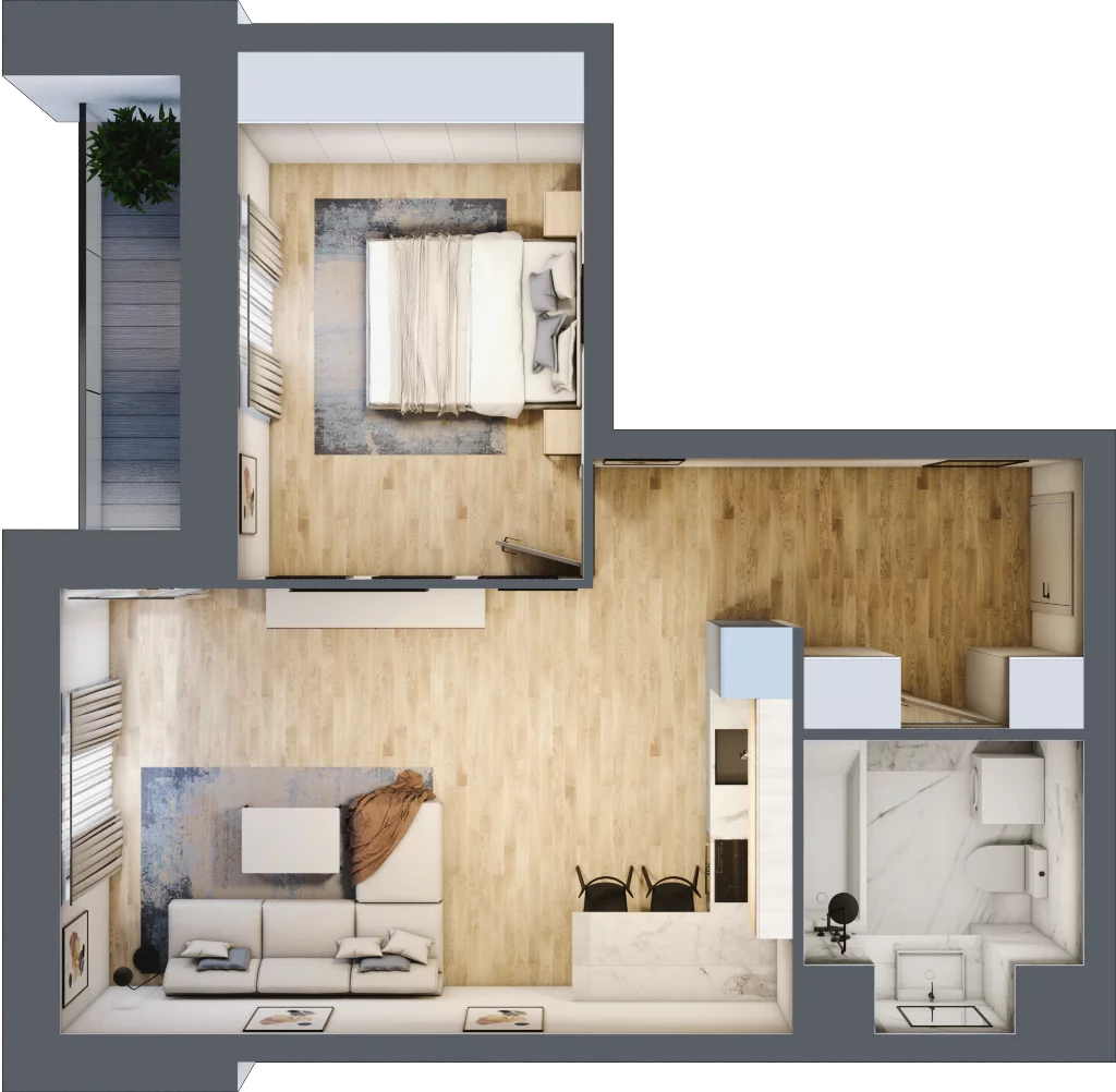 2 pokoje, mieszkanie 48,45 m², piętro 1, oferta nr M05, Pańska Park, Rzeszów, Przybyszówka, ul. Pańska