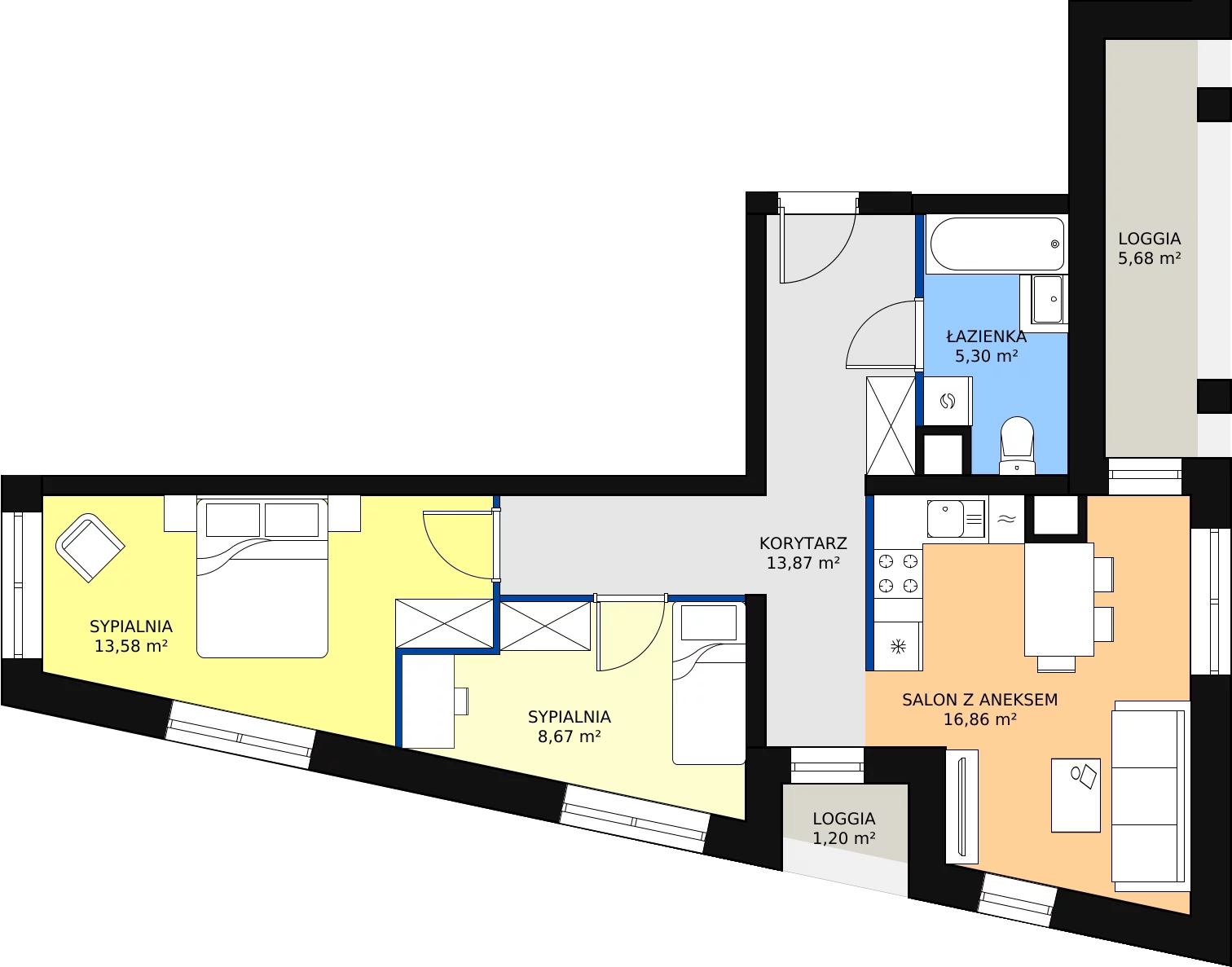 Zalety mieszkania 58.28 m², M08