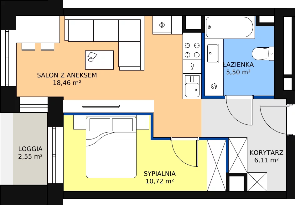 Zalety mieszkania 40.79 m², M11