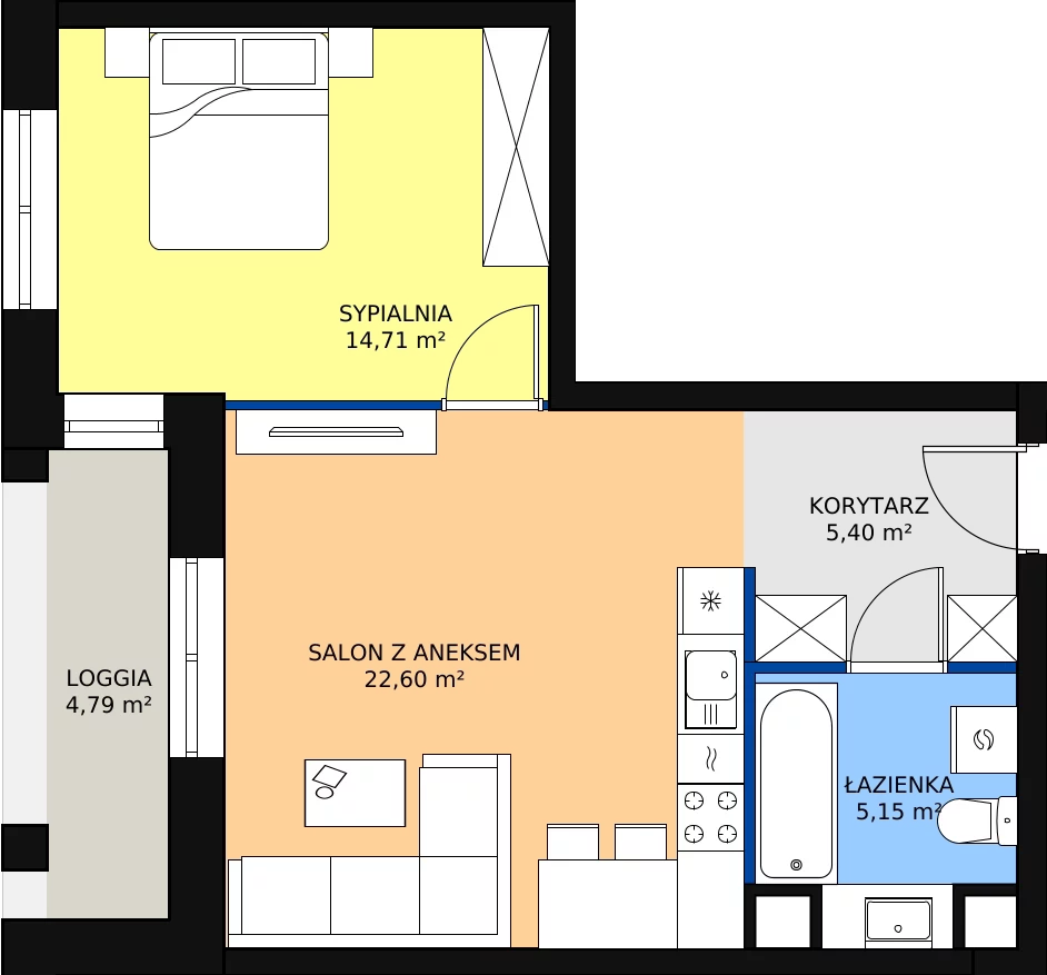 Zalety mieszkania 47.86 m², M13
